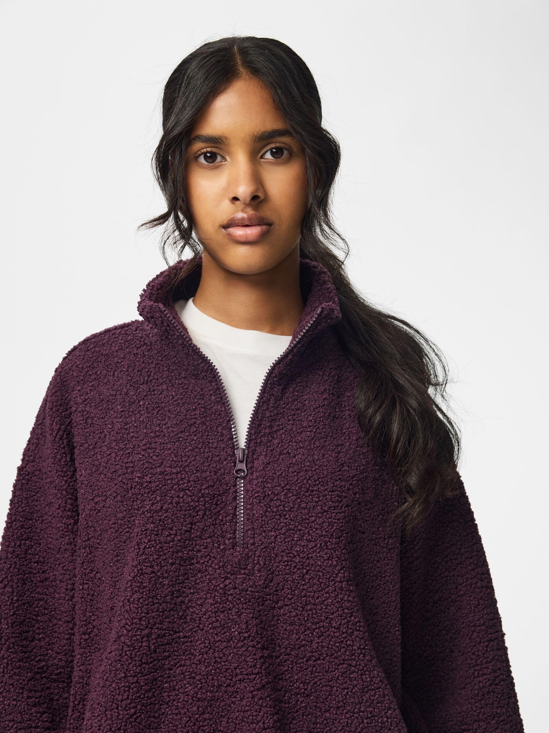 Pieces Pckatty Teddy Half Zip giacca donna mezza zip teddy