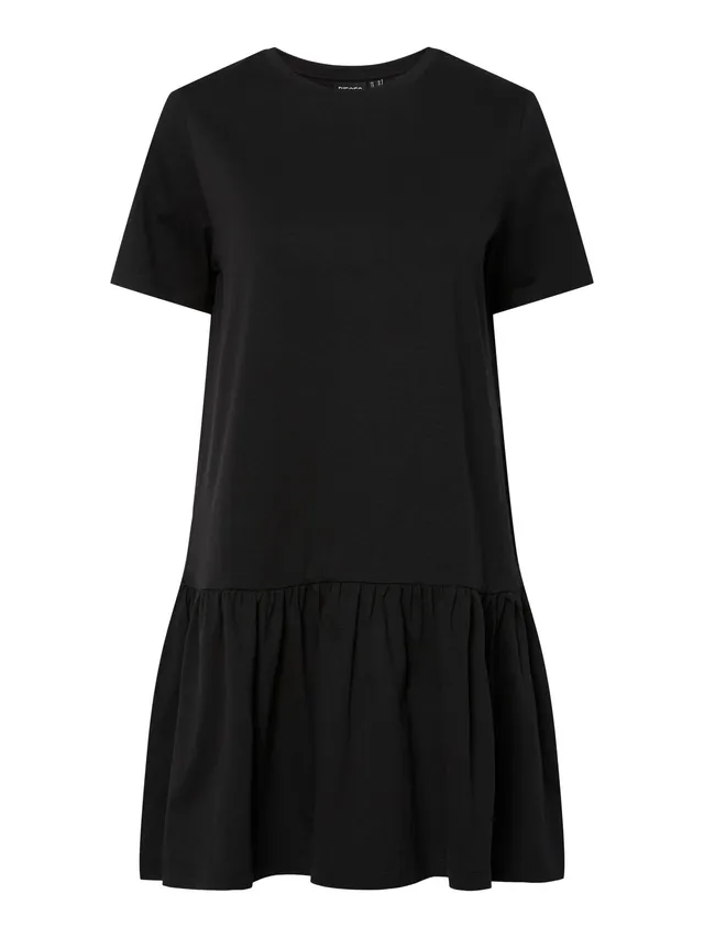 Pieces Pcdisso Abito Donna Nero Jersey Collo Tondo