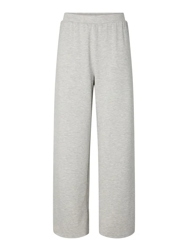 Pieces Pcpolly HW pantaloni tuta grigio melange cotone