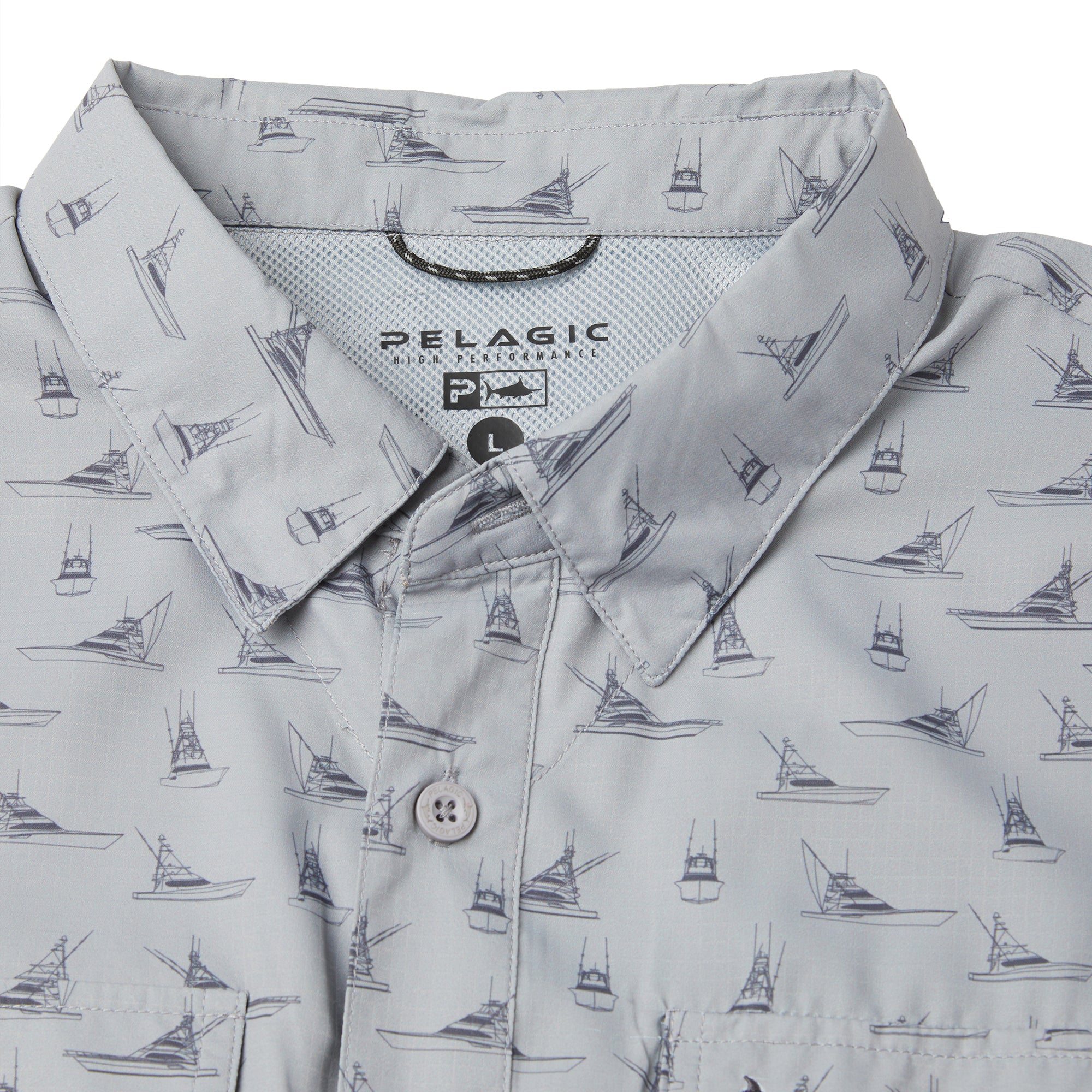 Pelagic Keys Tiny Boats camicia pesca uomo grigia UPF 50+