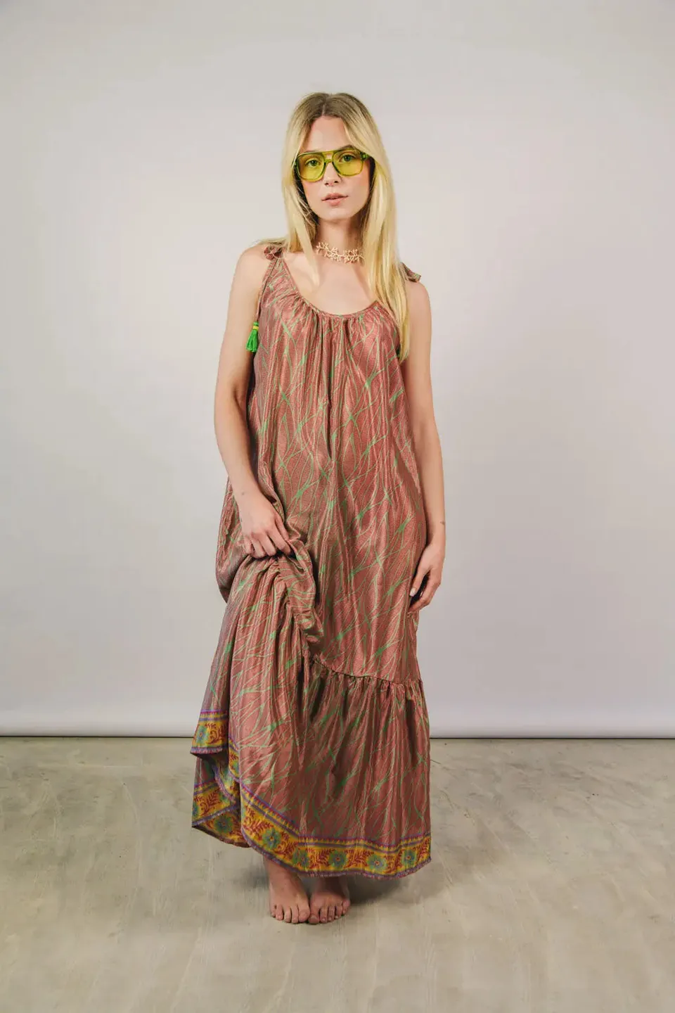 el.residu Myra 43 vestito midi L/XL verde