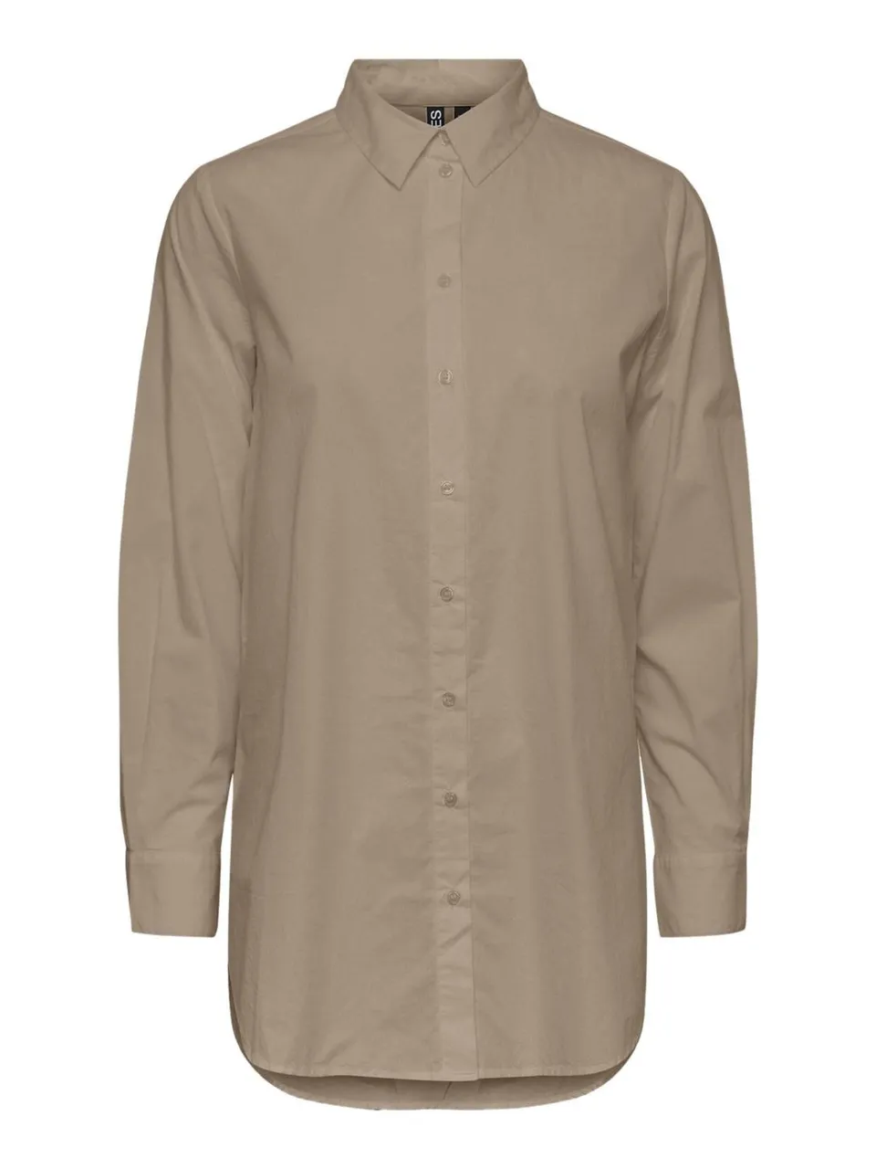 Pieces Pcjiva camicia donna popeline cotone maniche lunghe