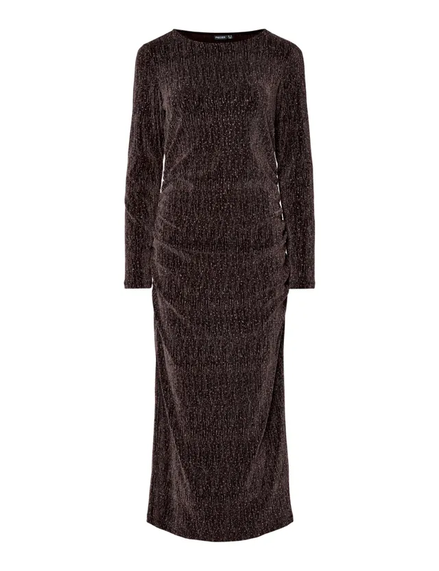 PIECES Pcmaeve LS Midi Ruching Dress Jrs abito hot fudge L