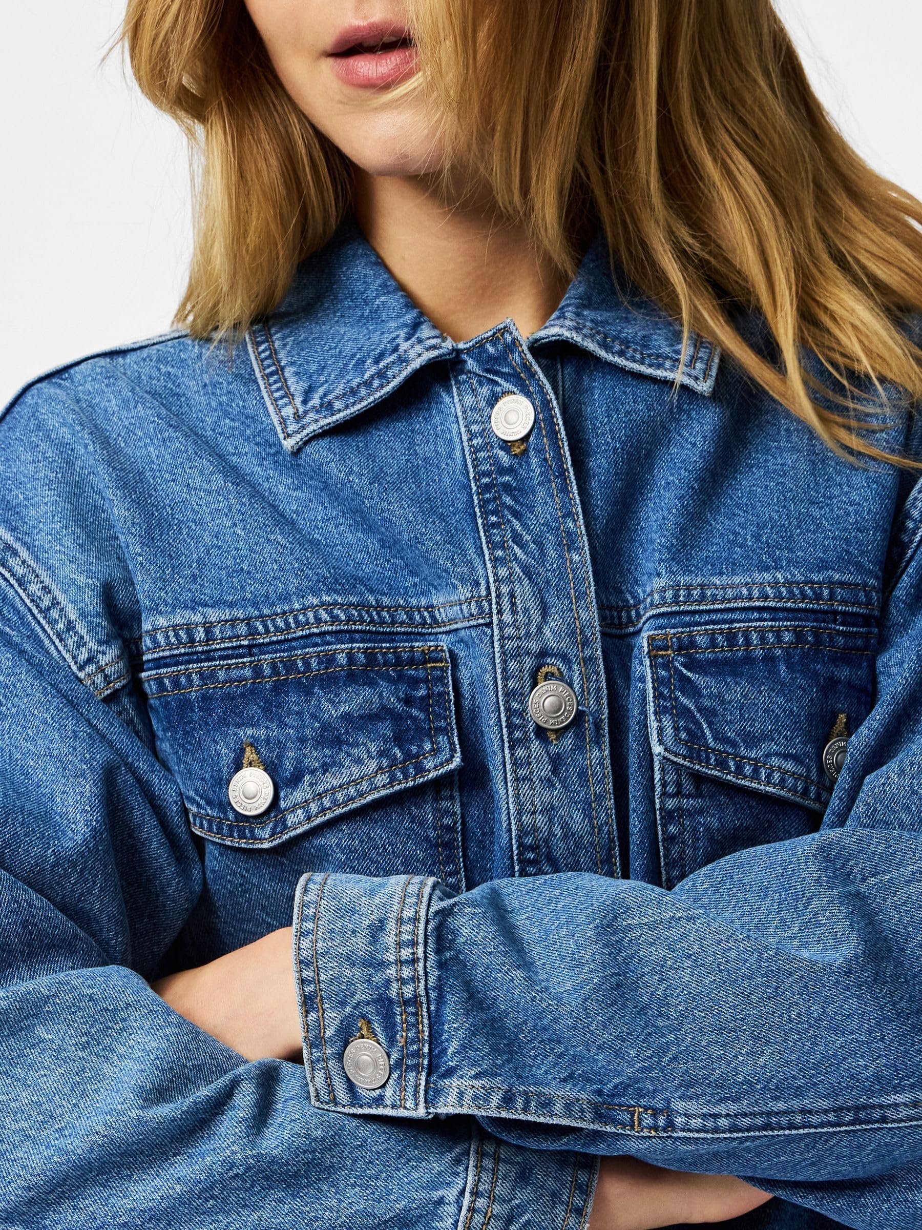 Pieces Pcelma Denim Noos Bc giacca jeans blu M vestibilità comoda