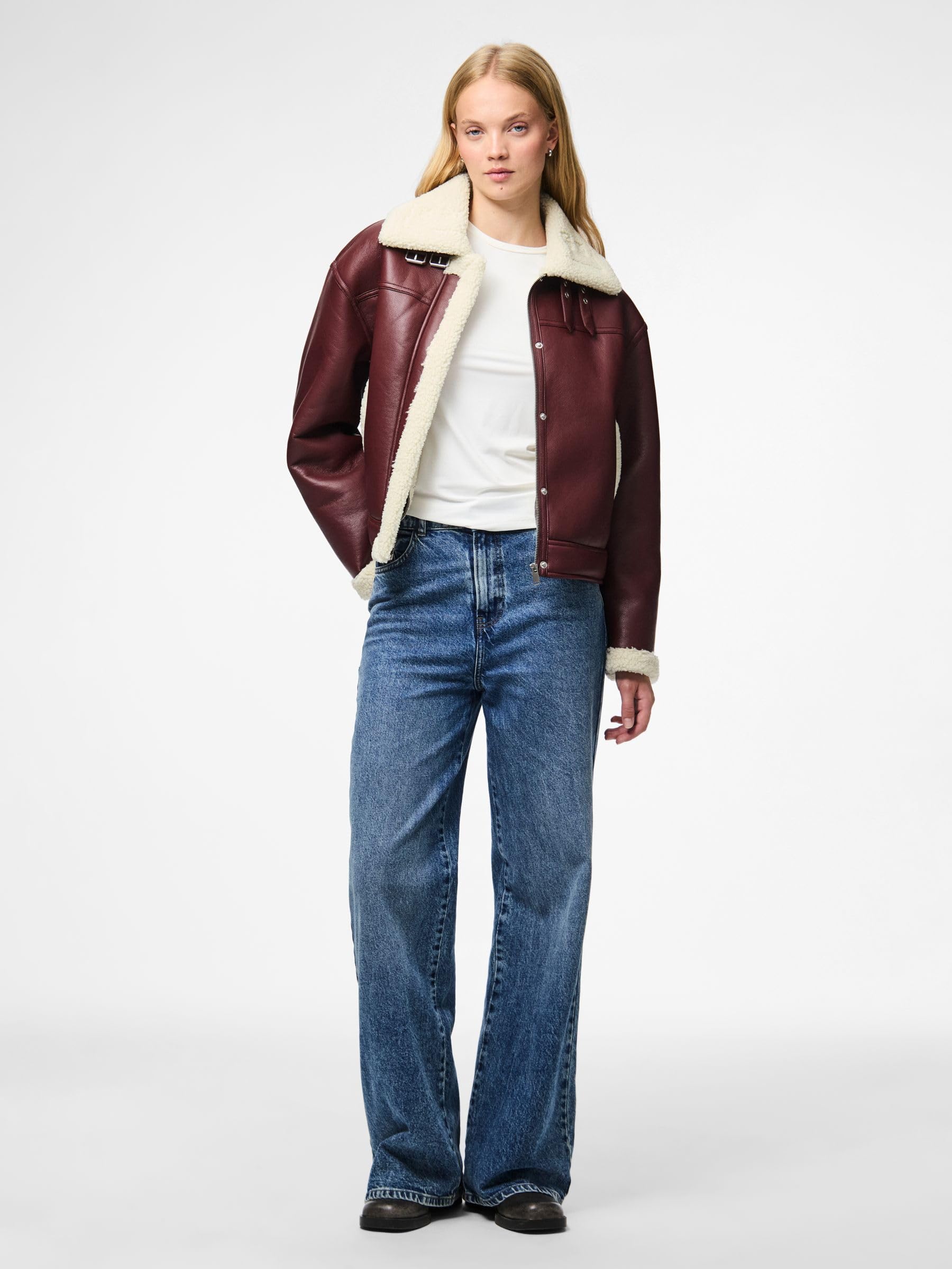 Pieces Pcjanelle Short Jacket giacca corta donna con pelliccia