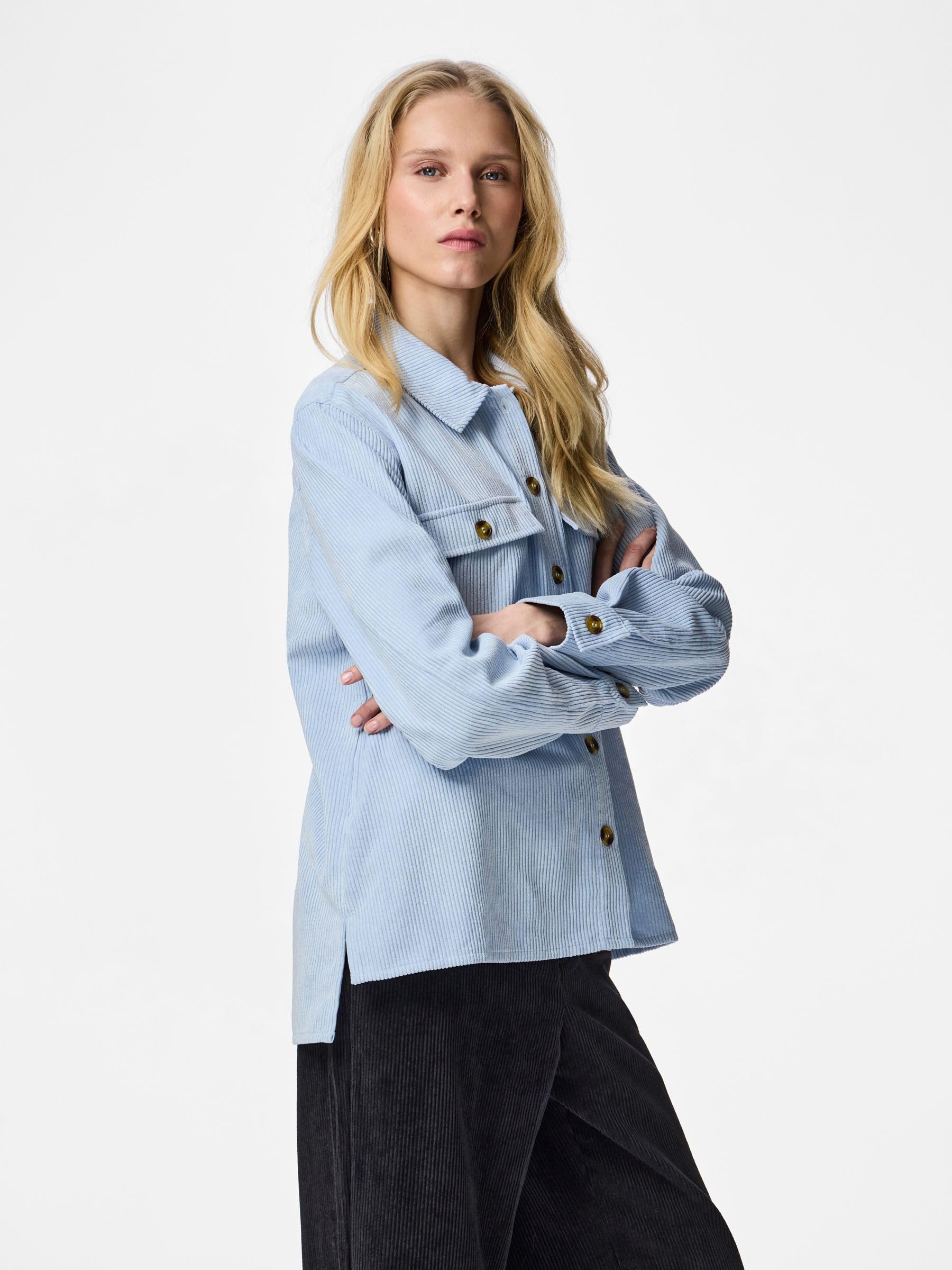 PIECES Pceffi LS Shirt Wvn Noos camicia XS blu manica lunga