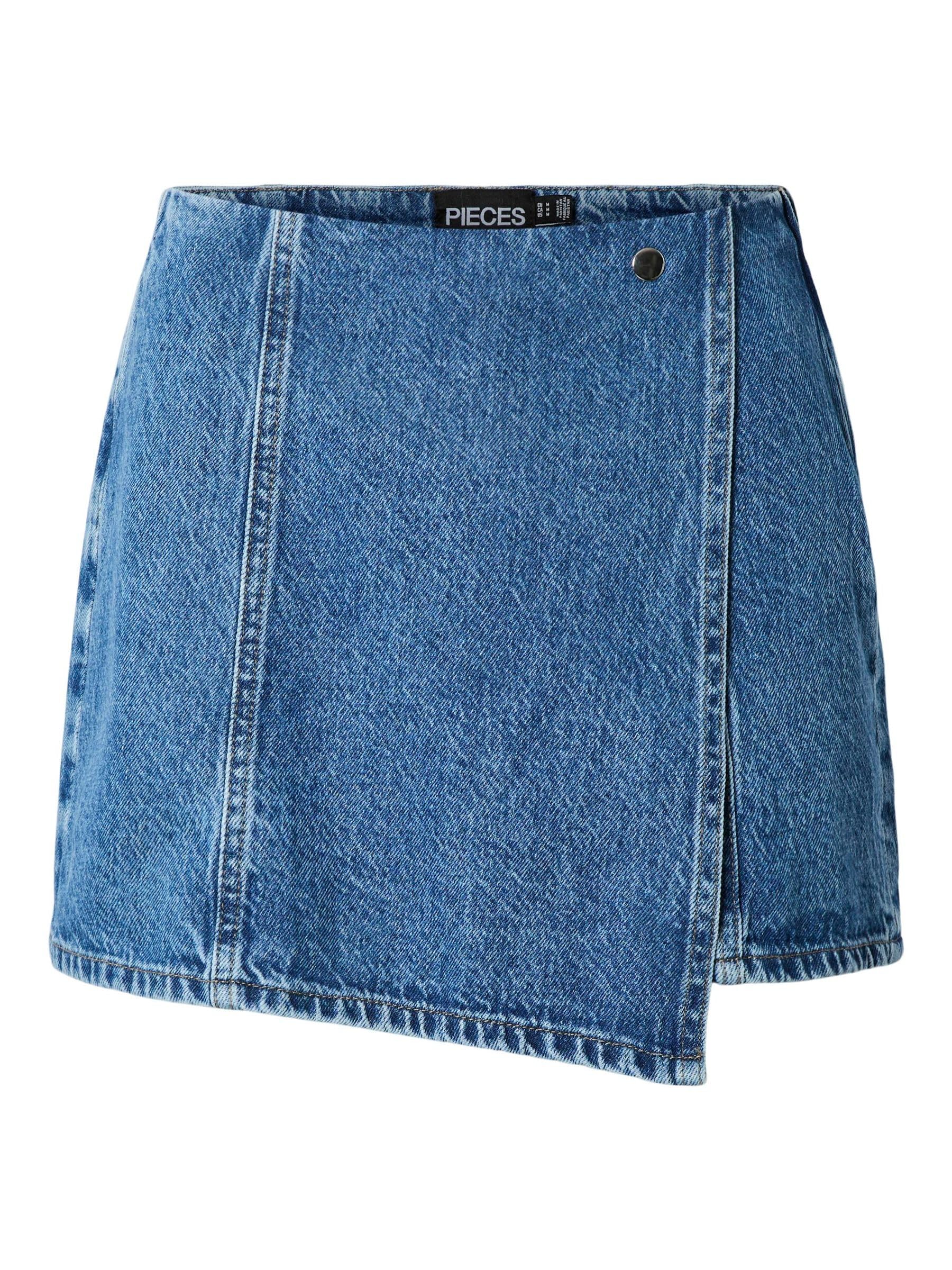 Pieces Pcfilum MW Skort Denim Donna Taglia XS Vita Media