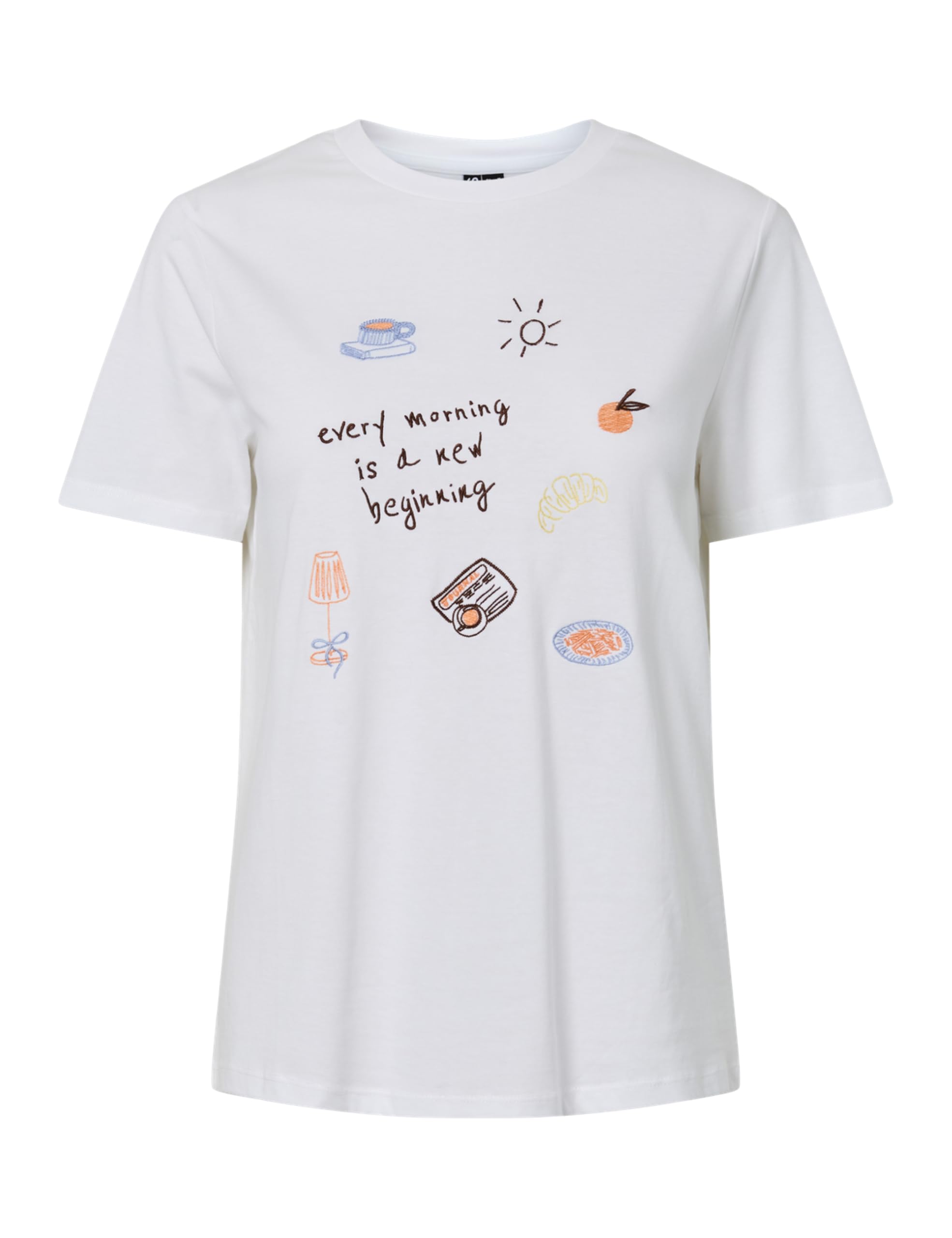 Pieces Pcgak SS Embroidery maglietta donna ricamo