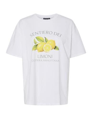 Pieces Pcthea SS T-shirt donna bianca M stampata