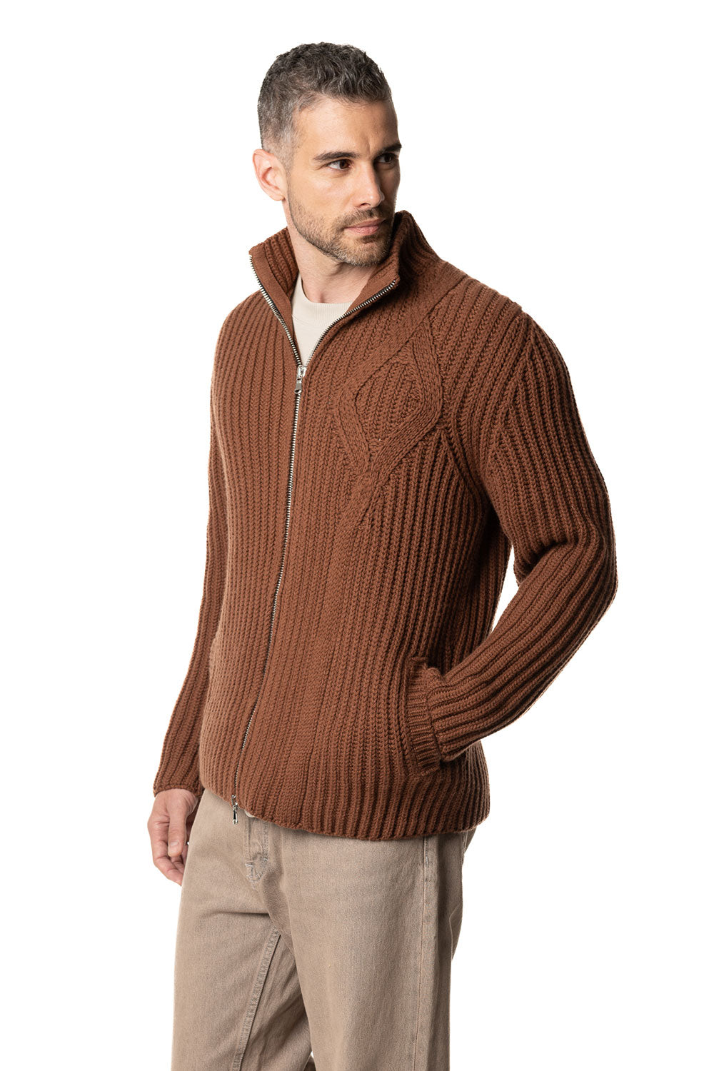 Vittoria Paci Blouson Zip Cashmere Marrone Uomo