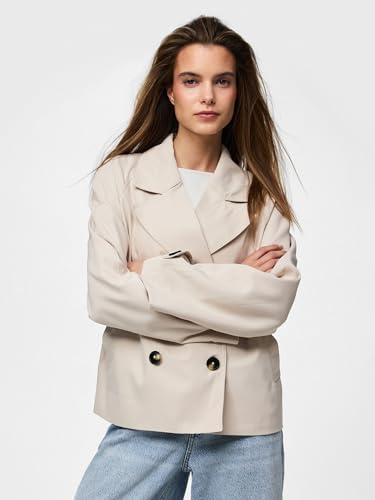 PIECES Pscarlett Short trench corto grigio argento XXL