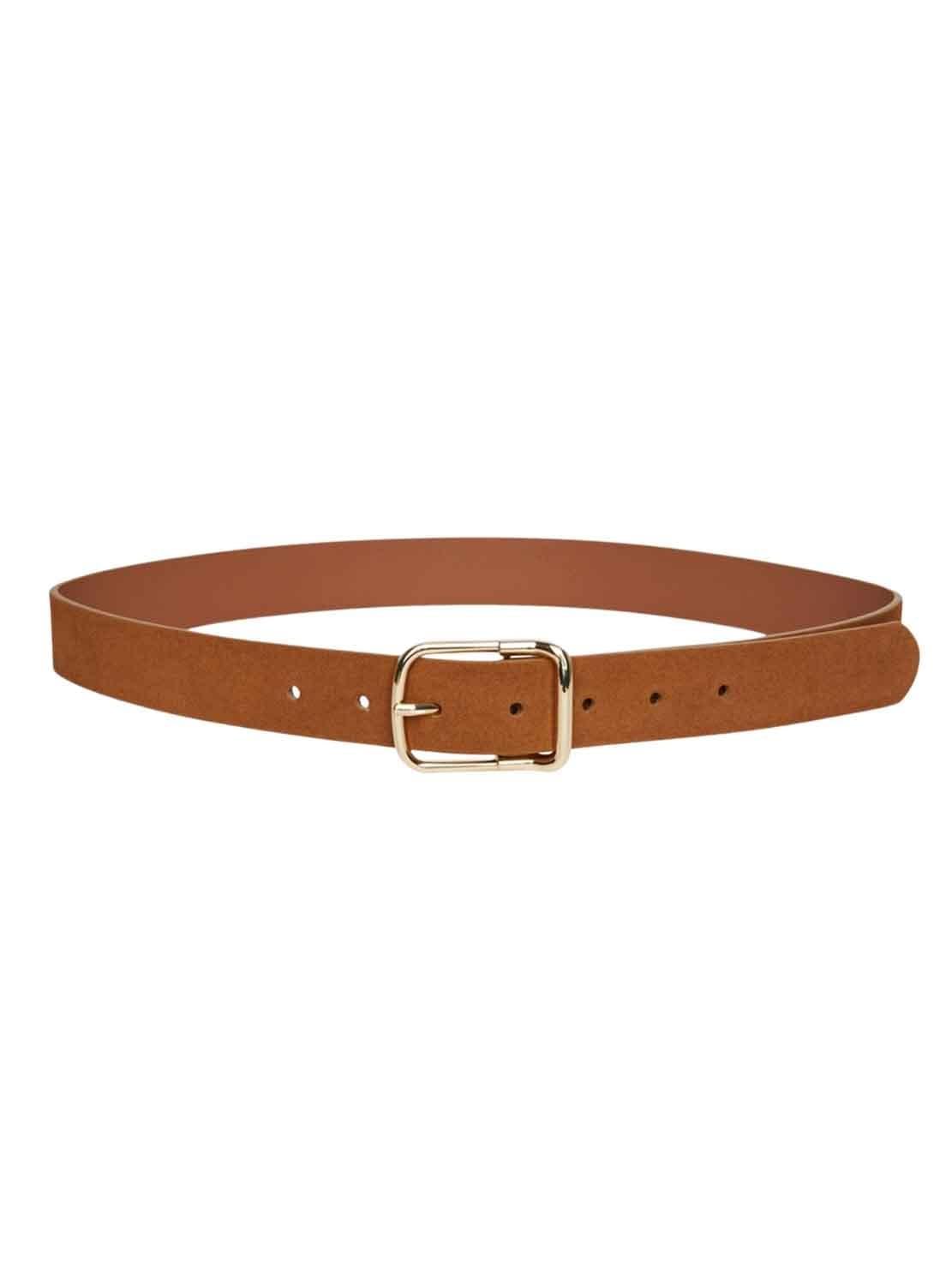Pieces & Peace Pcfussa Leather Jeans Belt cintura cognac oro 85 cm