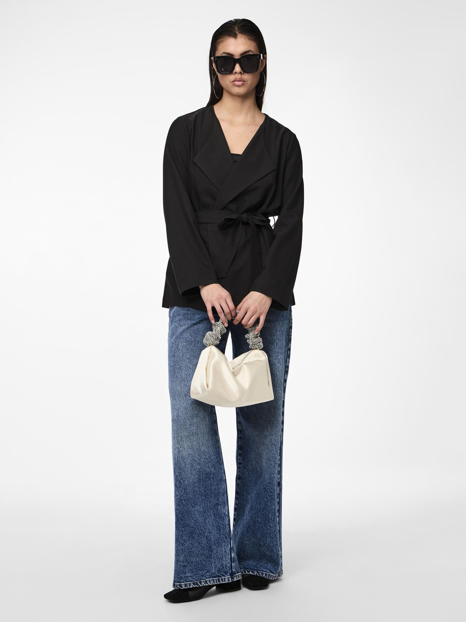 Pieces Pcbosella Blazer Donna Nero Cotone Comodo