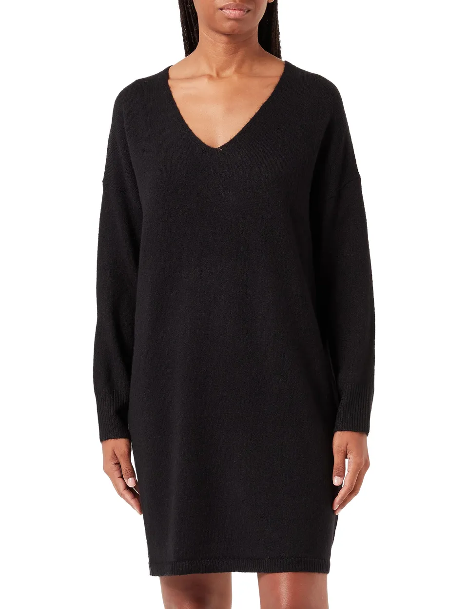 Pieces Pcjuliana LS V-Neck abito maglia donna nero