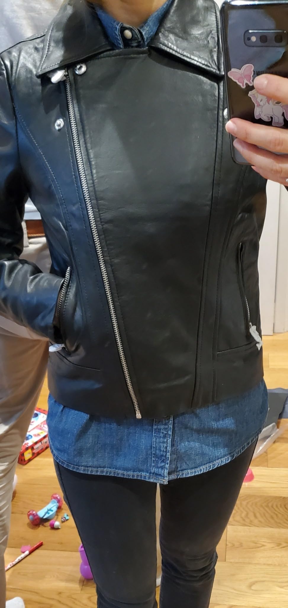 Pieces Pcsusse giacca pelle donna taglia M nera classica