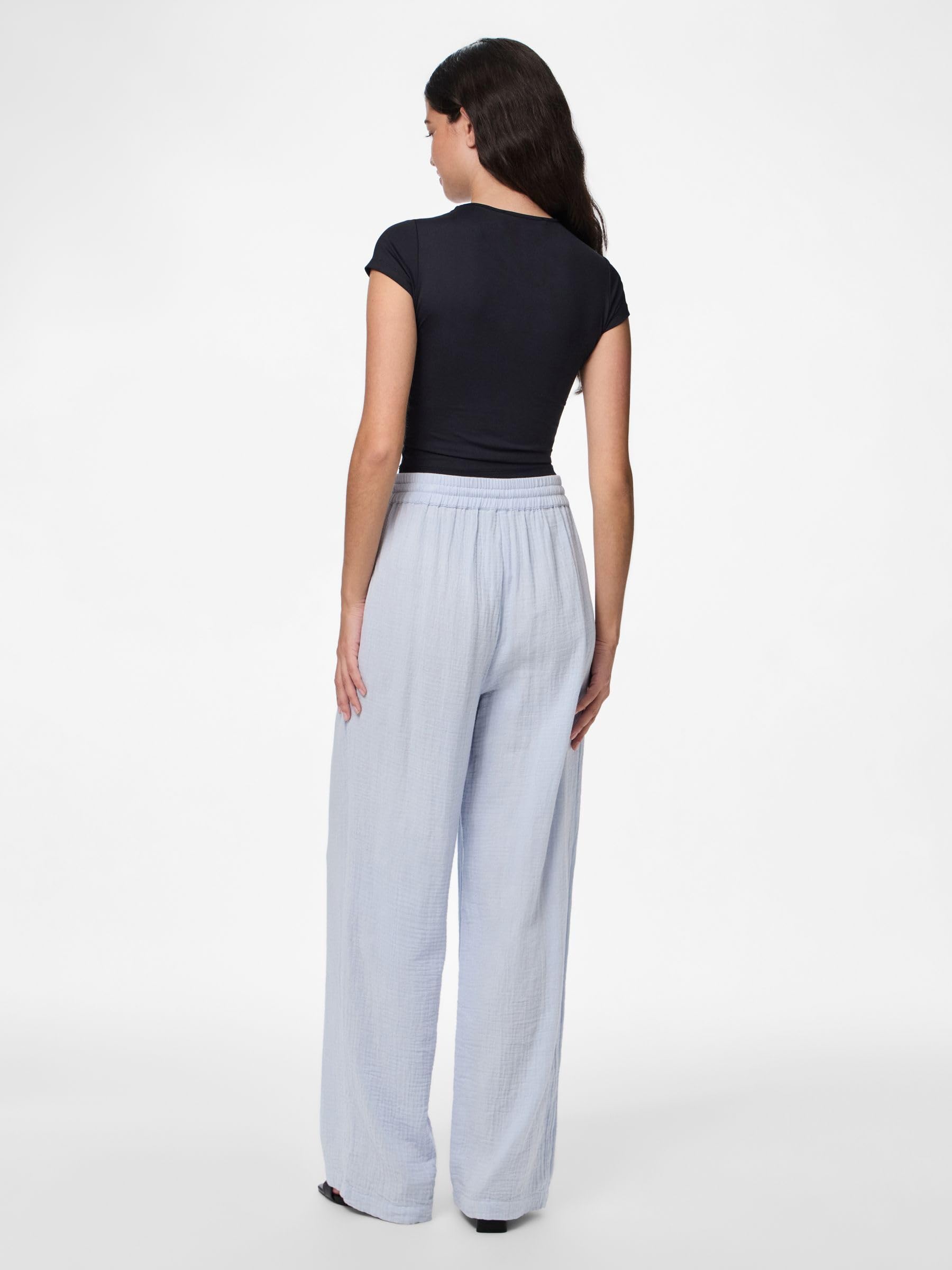Pieces Pcsastina HW Wide Pants BC Pantaloni Donna Blu Cachemire