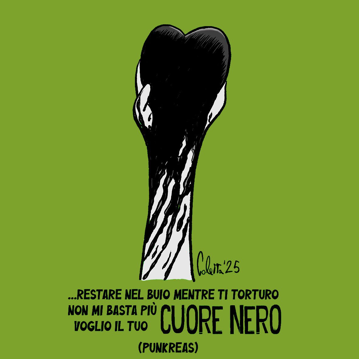 Punkreas Coletta Cuore Nero t-shirt nera cotone