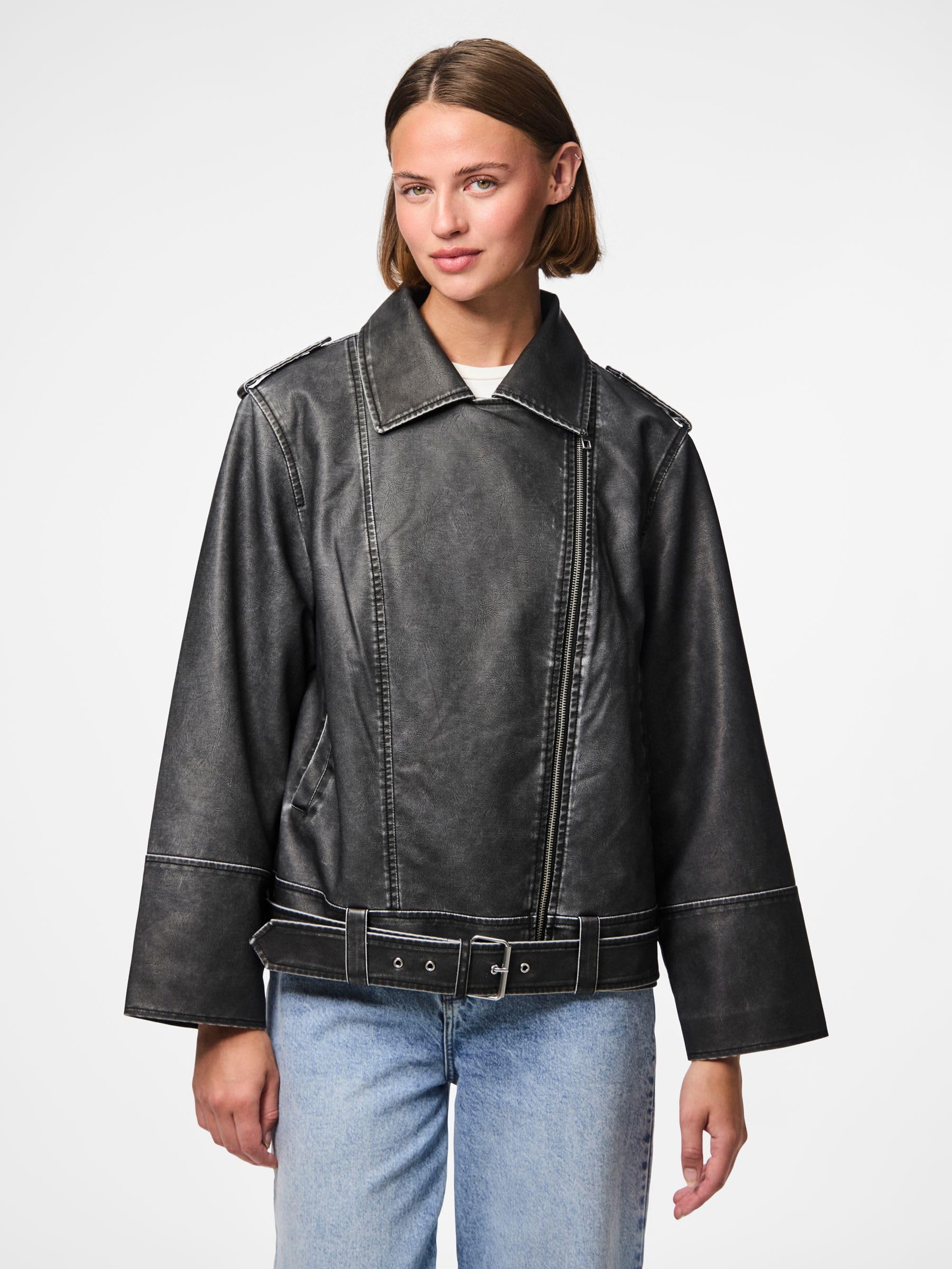 Pieces Pcjosie giacca biker donna ecopelle taglia M