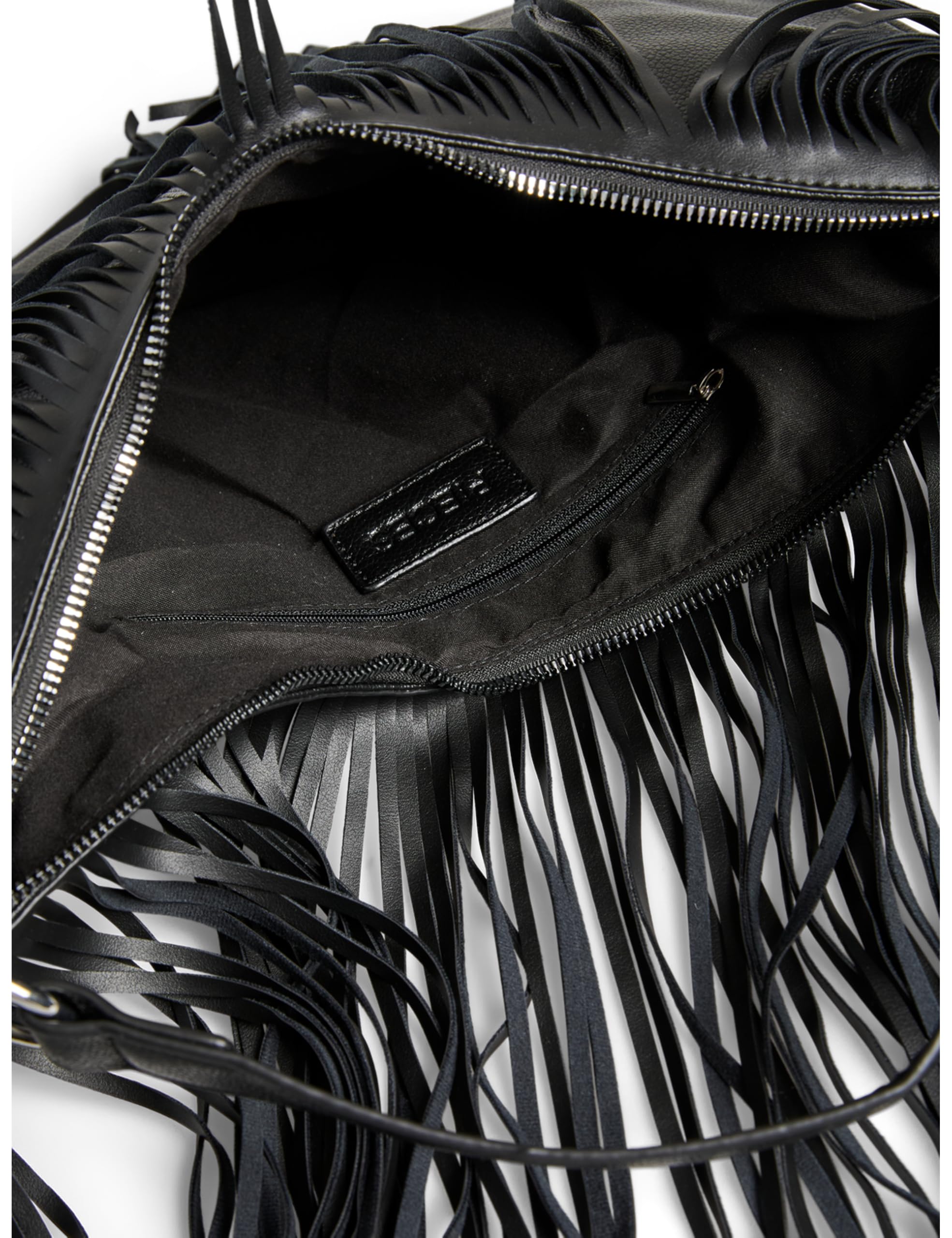 Pieces Pcpinna Fringes borsa tracolla nera cotone