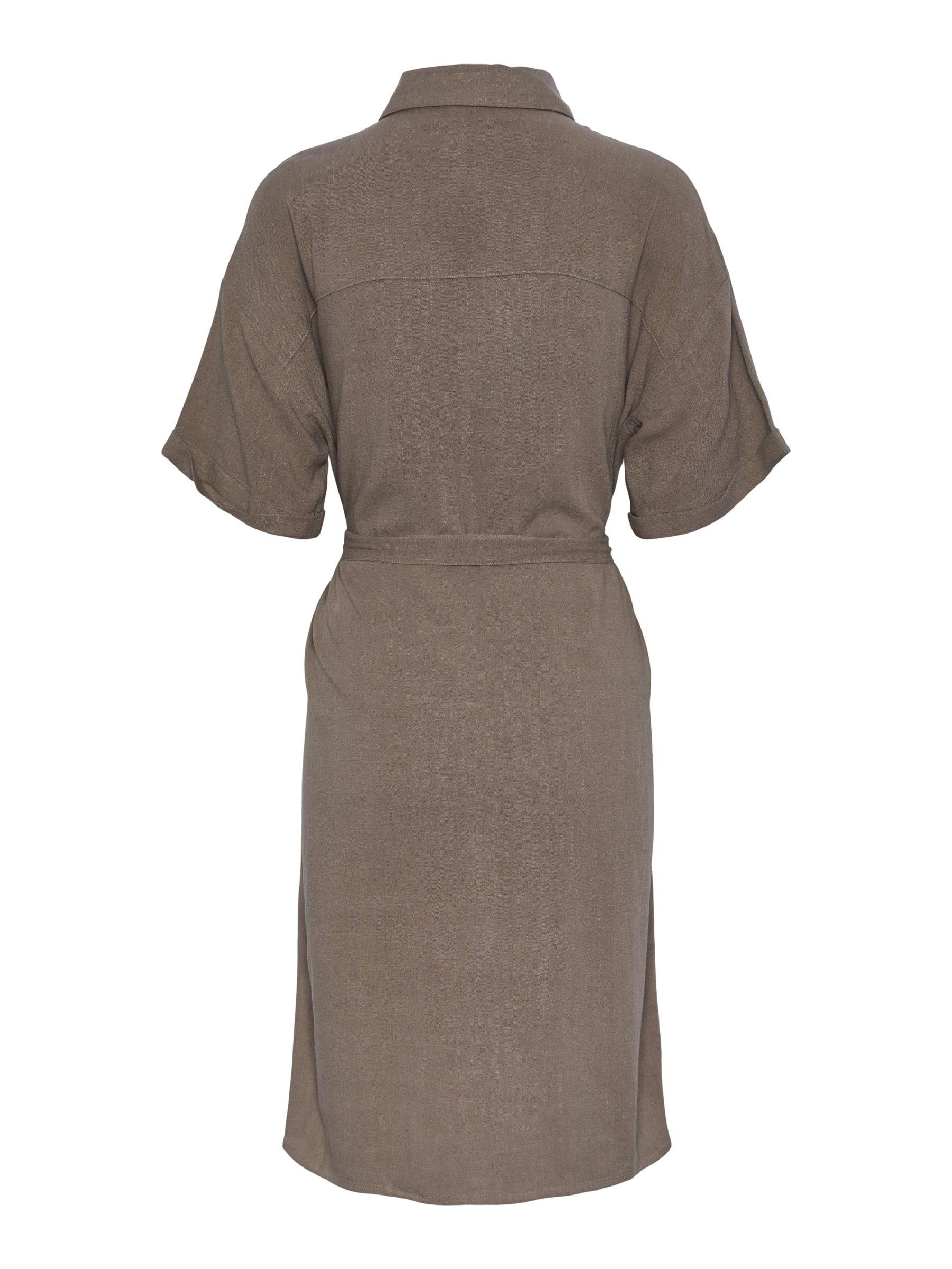 Pieces Pcvinsty SS abito camicia donna in lino