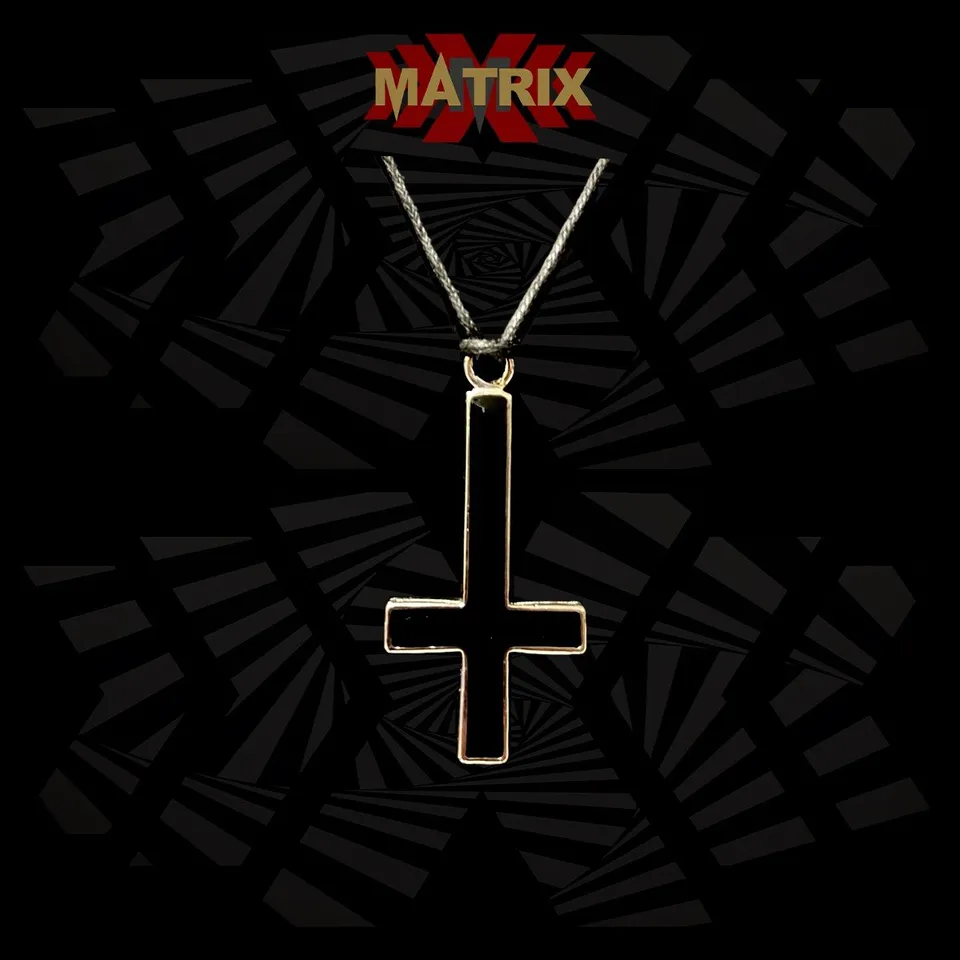 Matrix Music Store Cross Inverted Cross ciondolo zamak con cordino