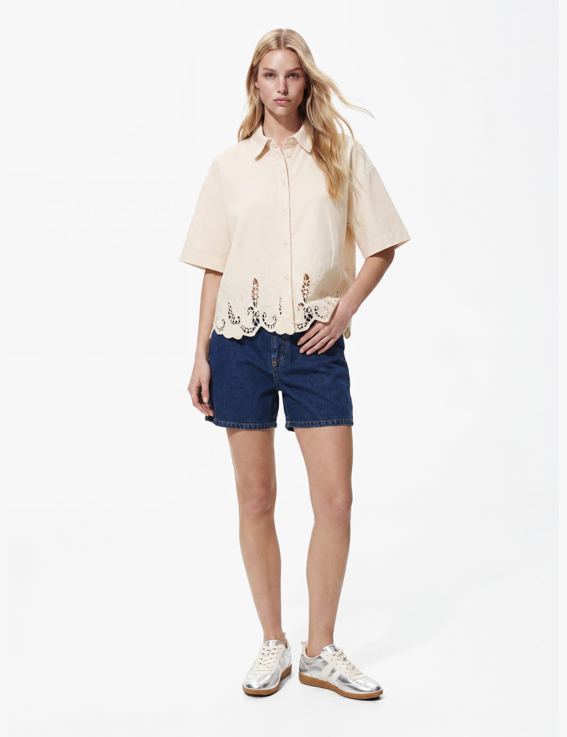 Pieces Pcpiper SS Camicia Denim Donna Taglia L Comoda