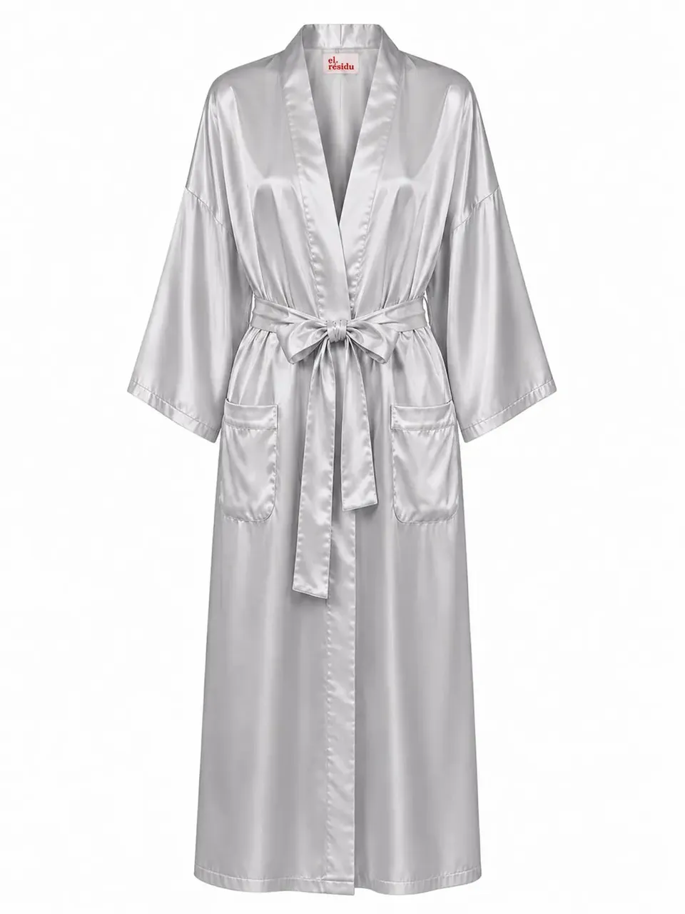 el.residu Asha Satin Long kimono seta grigio