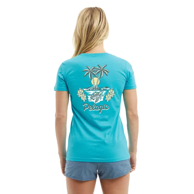 Pelagic Ws Isla Tortuga t-shirt donna blu Tahiti cotone