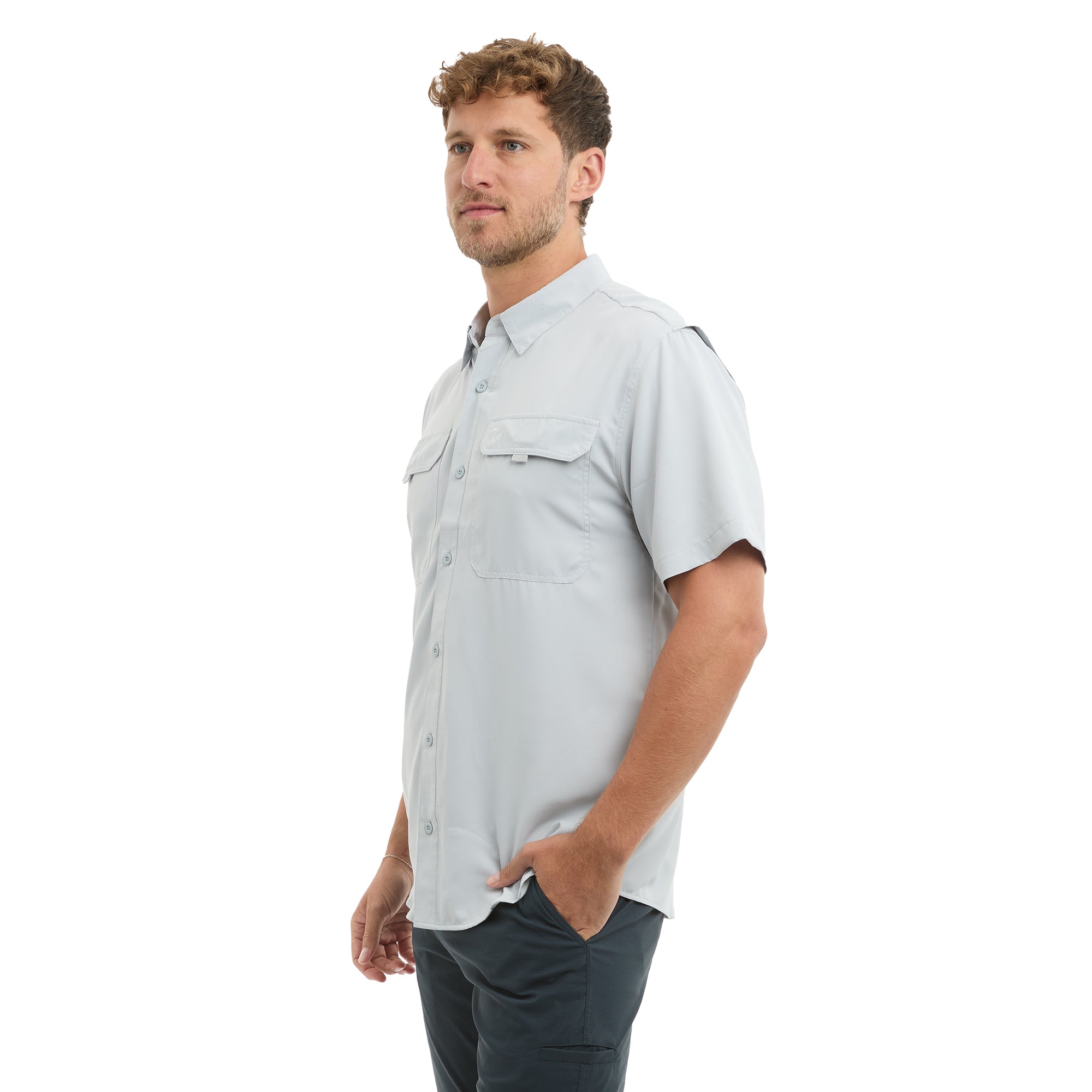 Pelagic Keys camicia uomo manica corta Grigio Chiaro UPF 50+