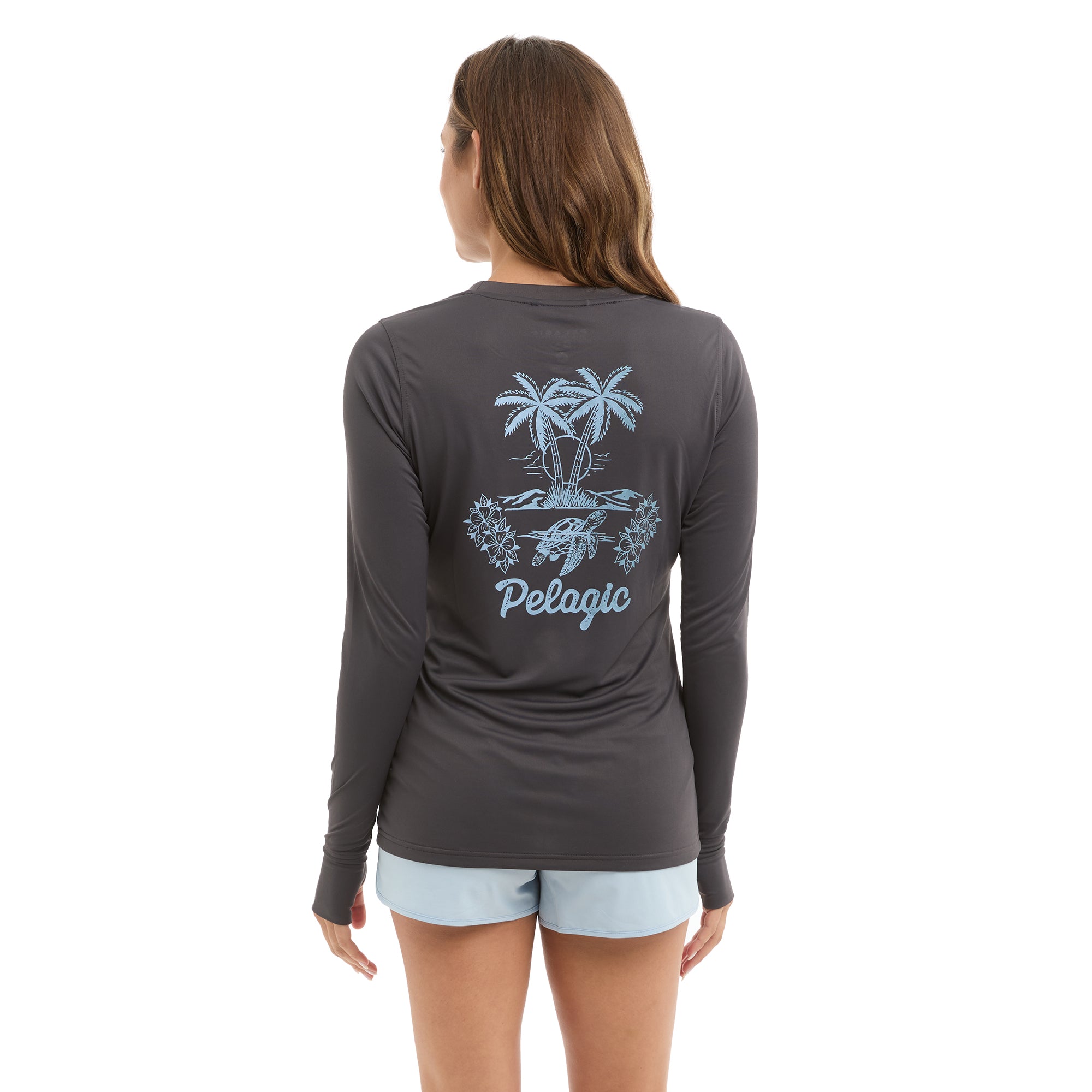 Pelagic Aquatek Isla Tortuga maglia donna grafite UPF 50+