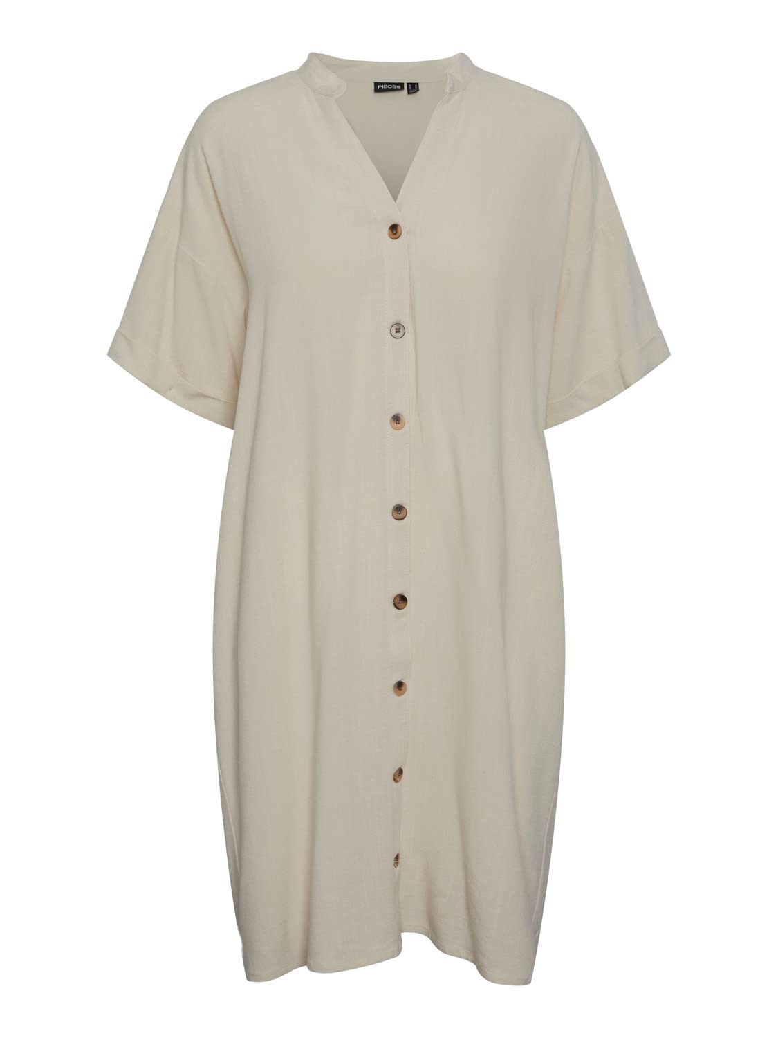 Pieces Pcvinsty SS Linen Shirt Dress vestito Deep Lichen Green
