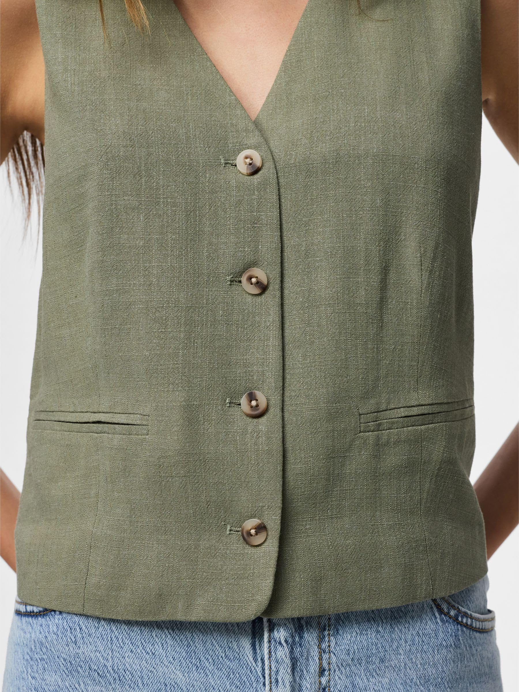 Pieces Pcvinsty gilet corto donna verde uso quotidiano