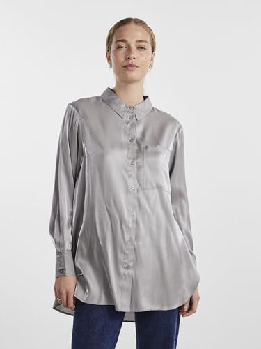 Pieces camicia cangiante argento tasca petto