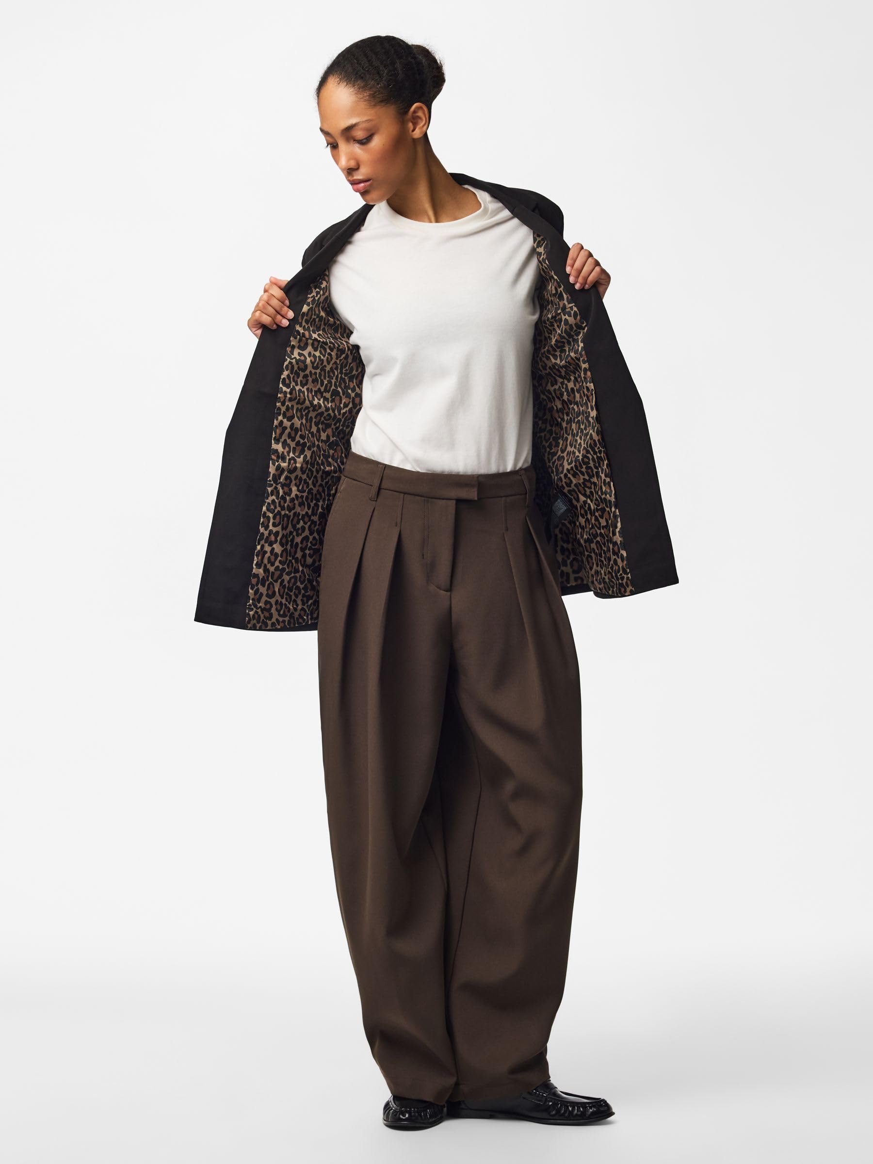 PIECES Pcbozzy Leopard blazer donna XXL nero animalier