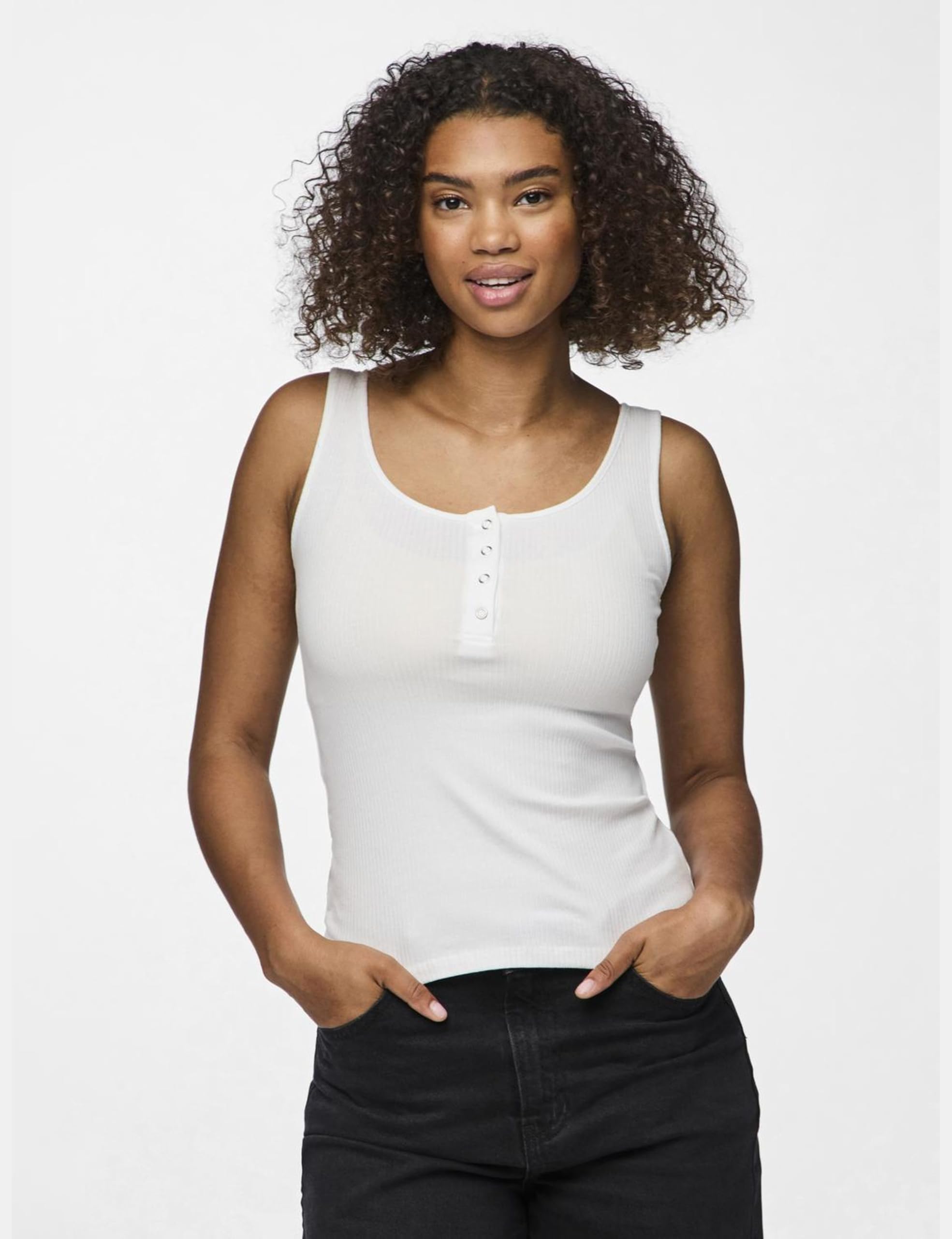 Pieces PCKITTE canotta donna slim fit a costine