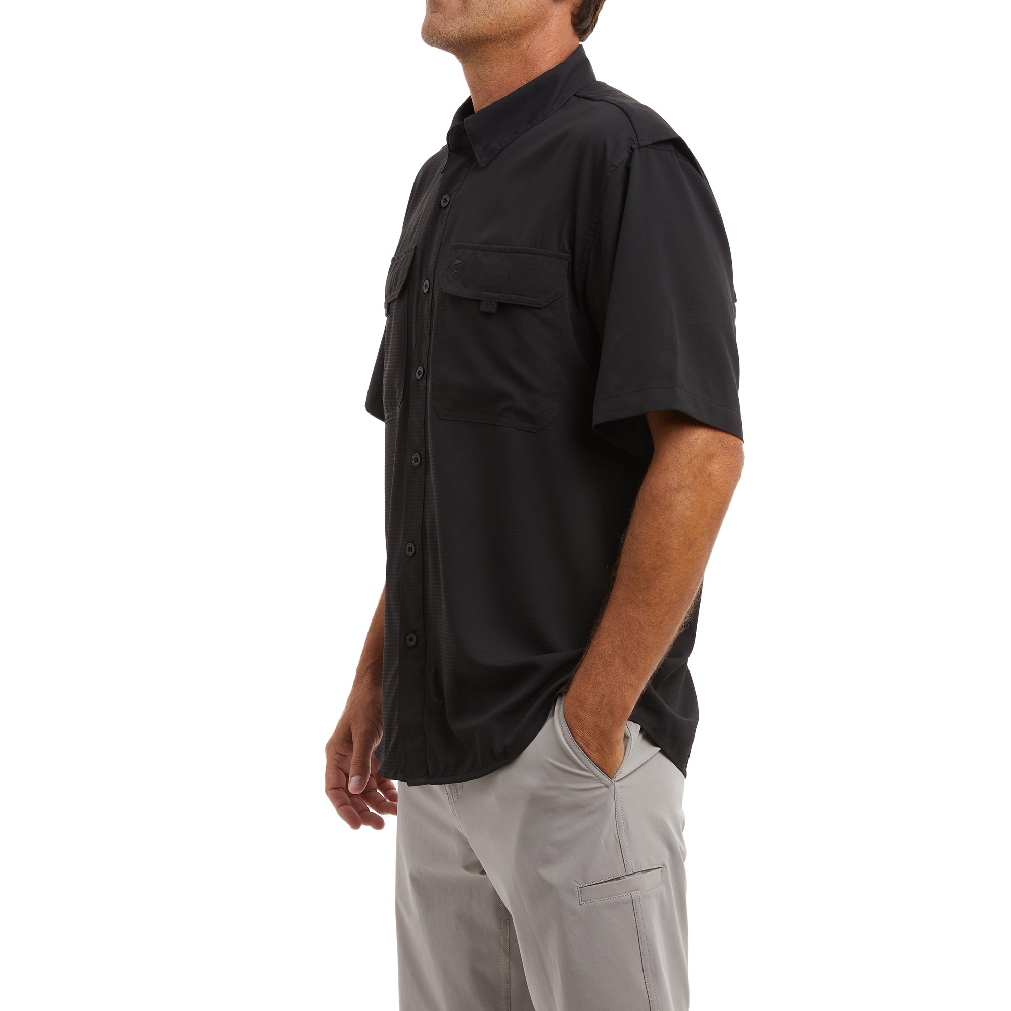 Pelagic Keys camicia uomo manica corta Nero traspirante