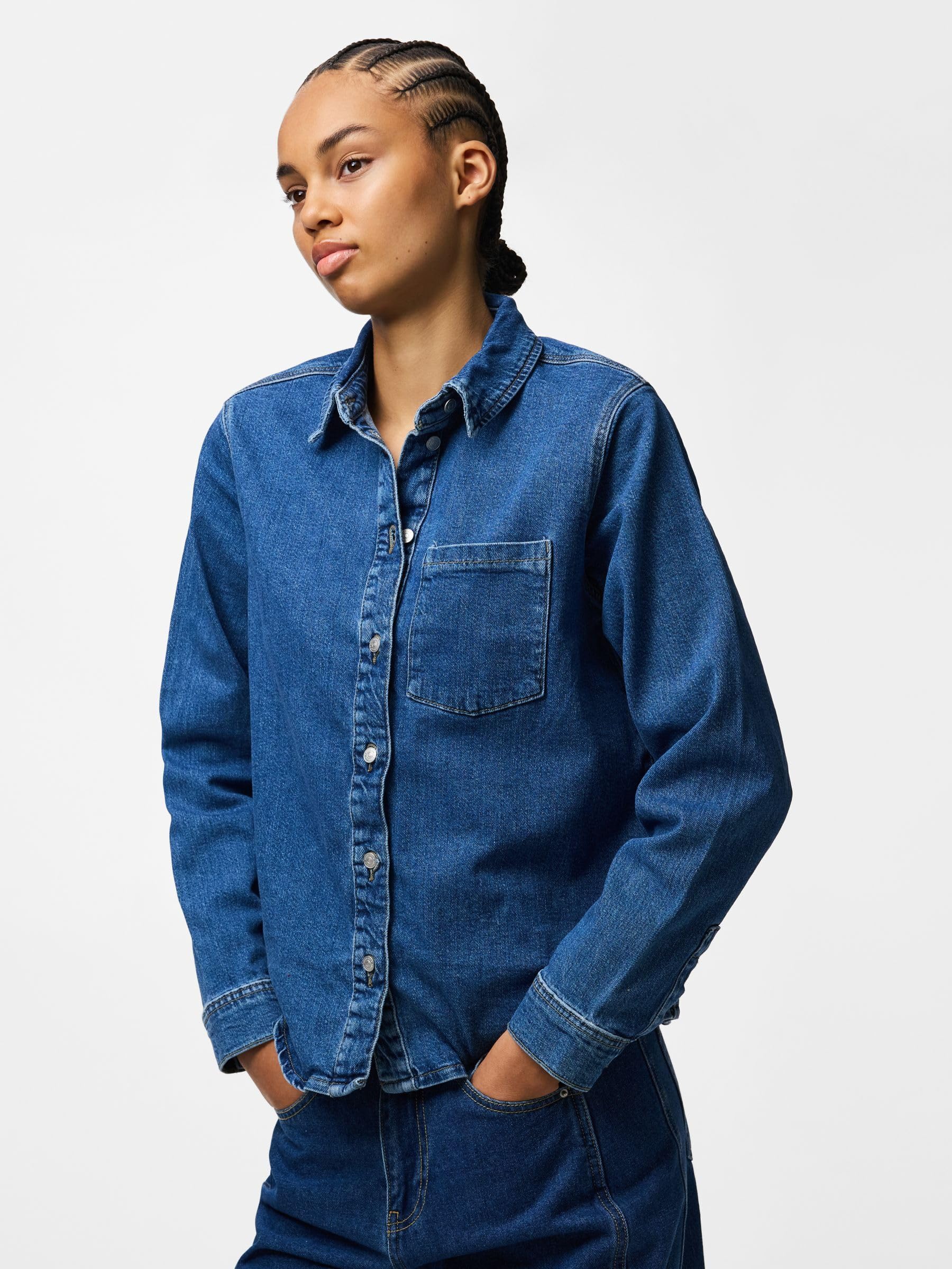 Pieces Pcsilke LS Denim Shirt camicia denim manica lunga