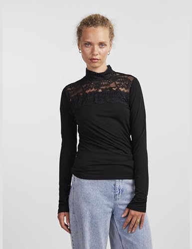 PIECES Pcmolly LS High Neck Lace Top BC maglietta taglia M collo alto