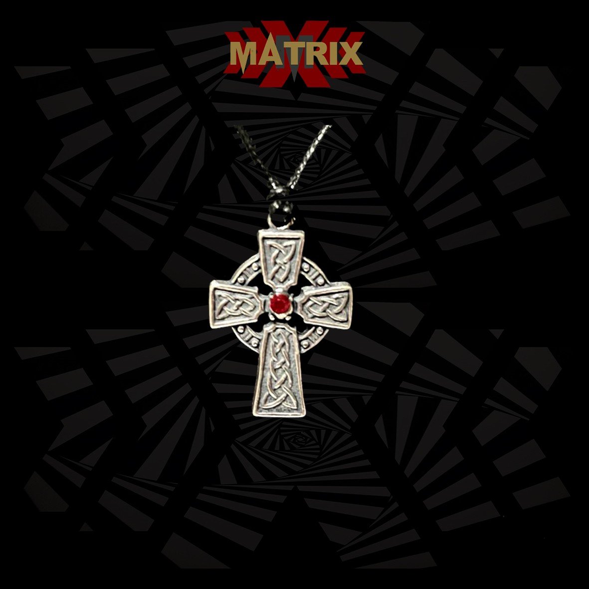 Matrix Music Store Cross Celtic Stone Cross ciondolo zamac con cordino