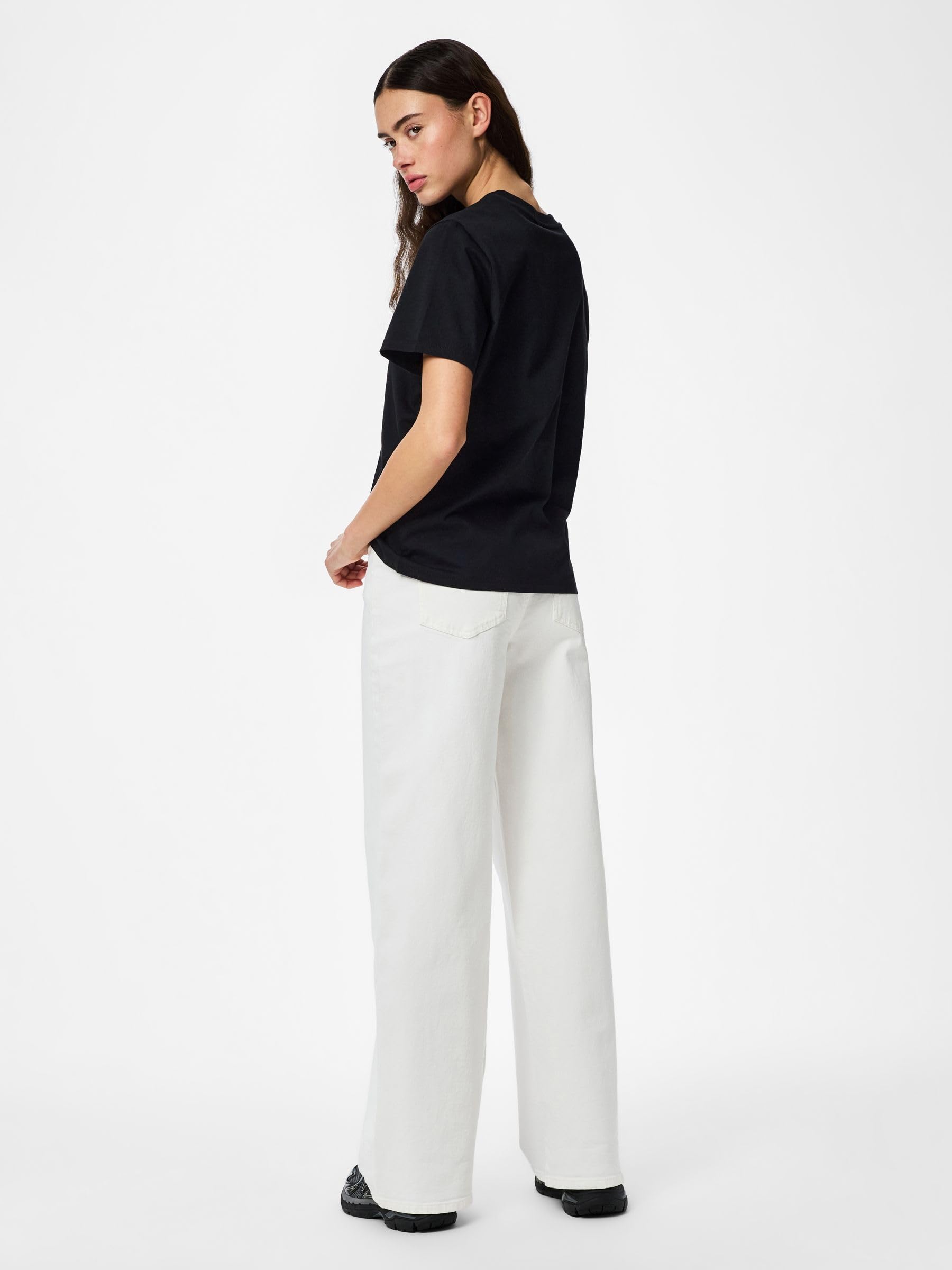 Pieces Pcria Cotton t-shirt donna XL nera in cotone bio
