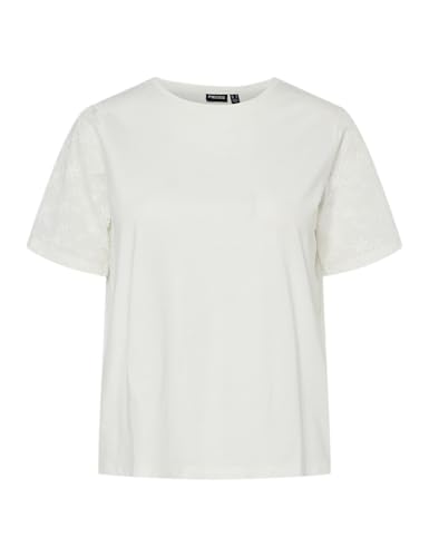 Pieces Pctandrea SS Embroidery maglietta donna ricamata