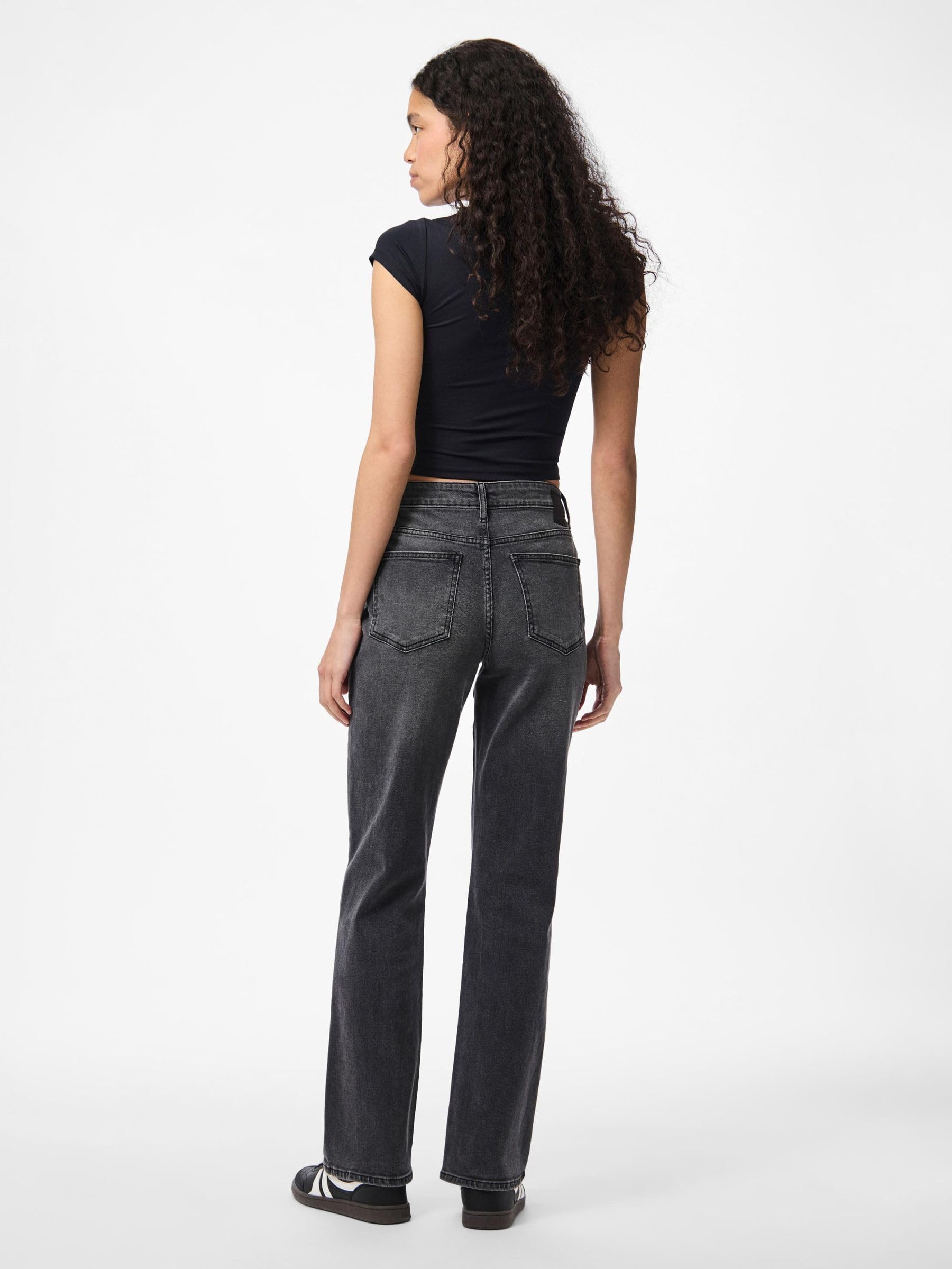 Pieces Pckelly MW Straight Jeans New Dg jeans donna 27W/30L dritti
