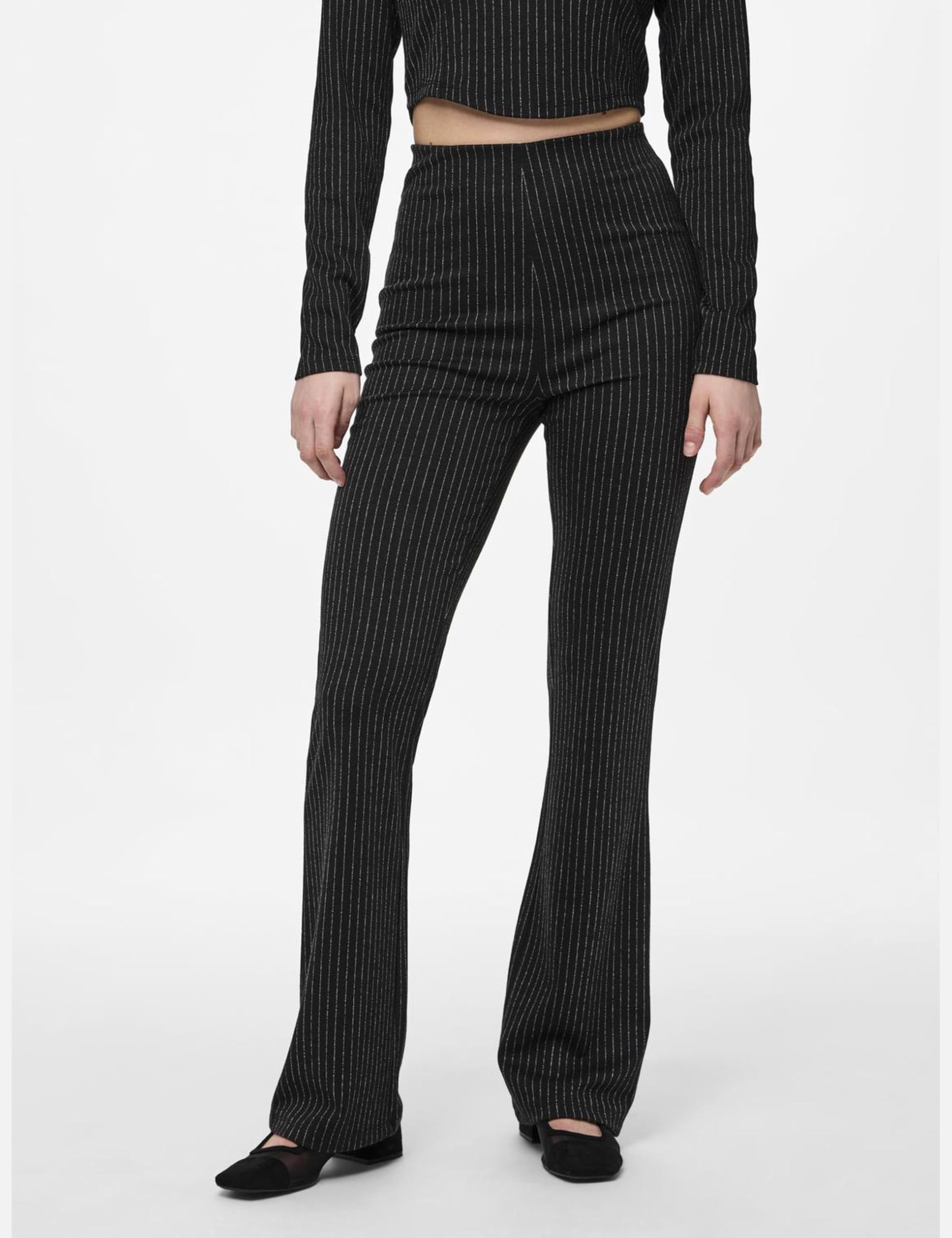 Pieces Pcniannah HW pantaloni svasati donna S neri vita alta