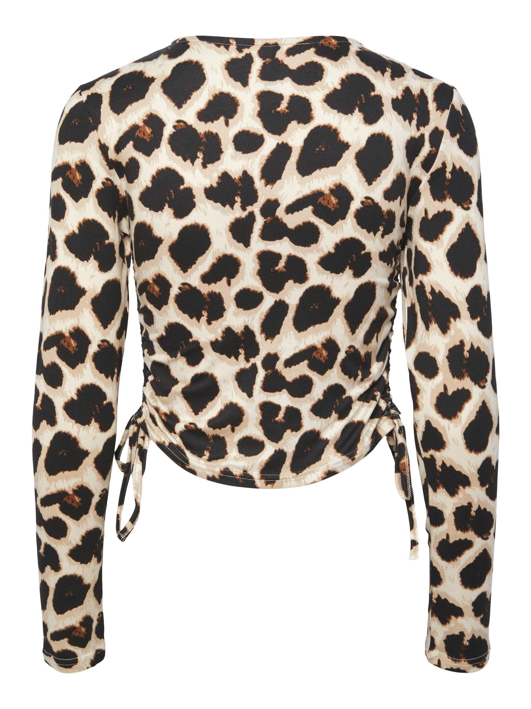 Pieces PCNALA LS Crop Top BC maglia nero leo M
