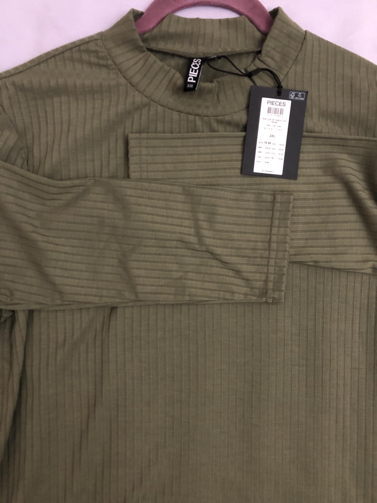 Pieces Pckylie LS T-Neck Top Noos maglione XS nuvola coste
