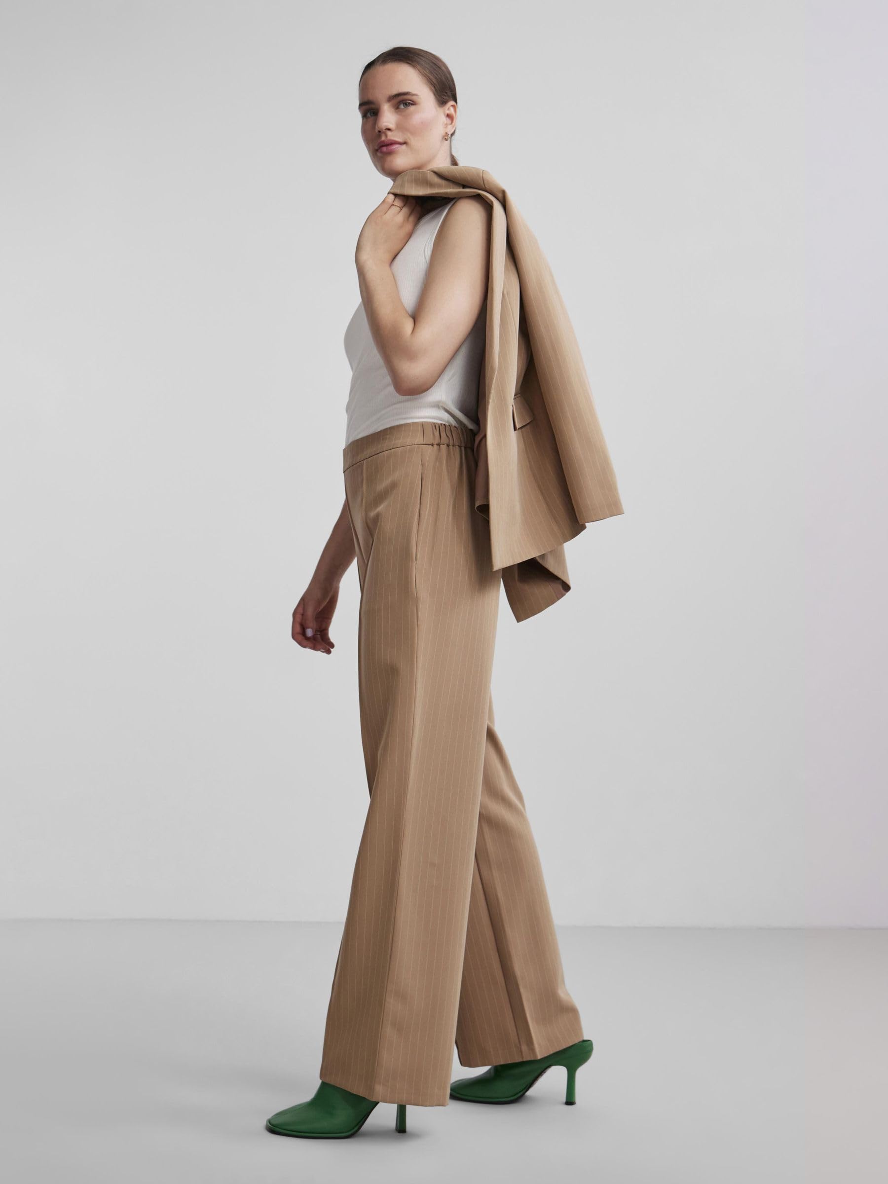 Pieces Pcbozzy HW Pantaloni Larghi Donna 30W/32L Rigati