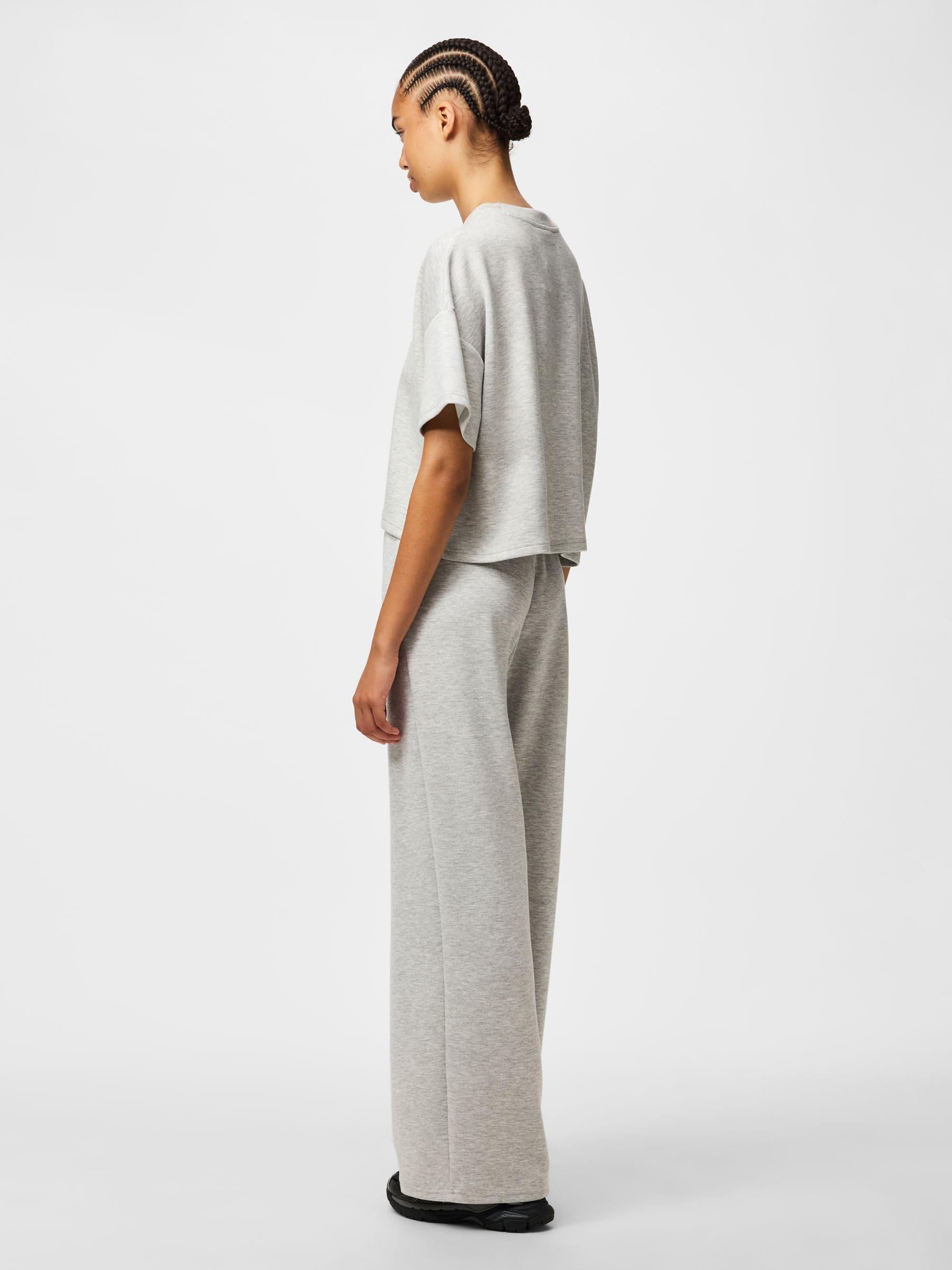 Pieces Pcpolly HW pantaloni tuta grigio melange cotone