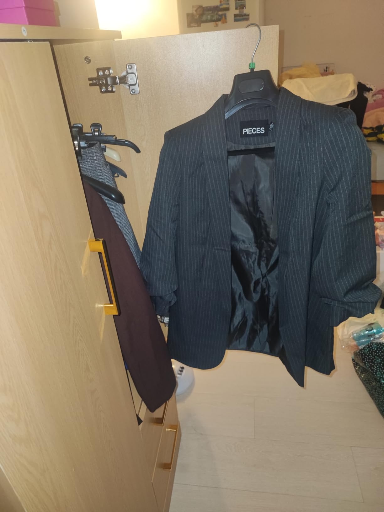 Pieces Pcbosella blazer donna taglia M verde gessato