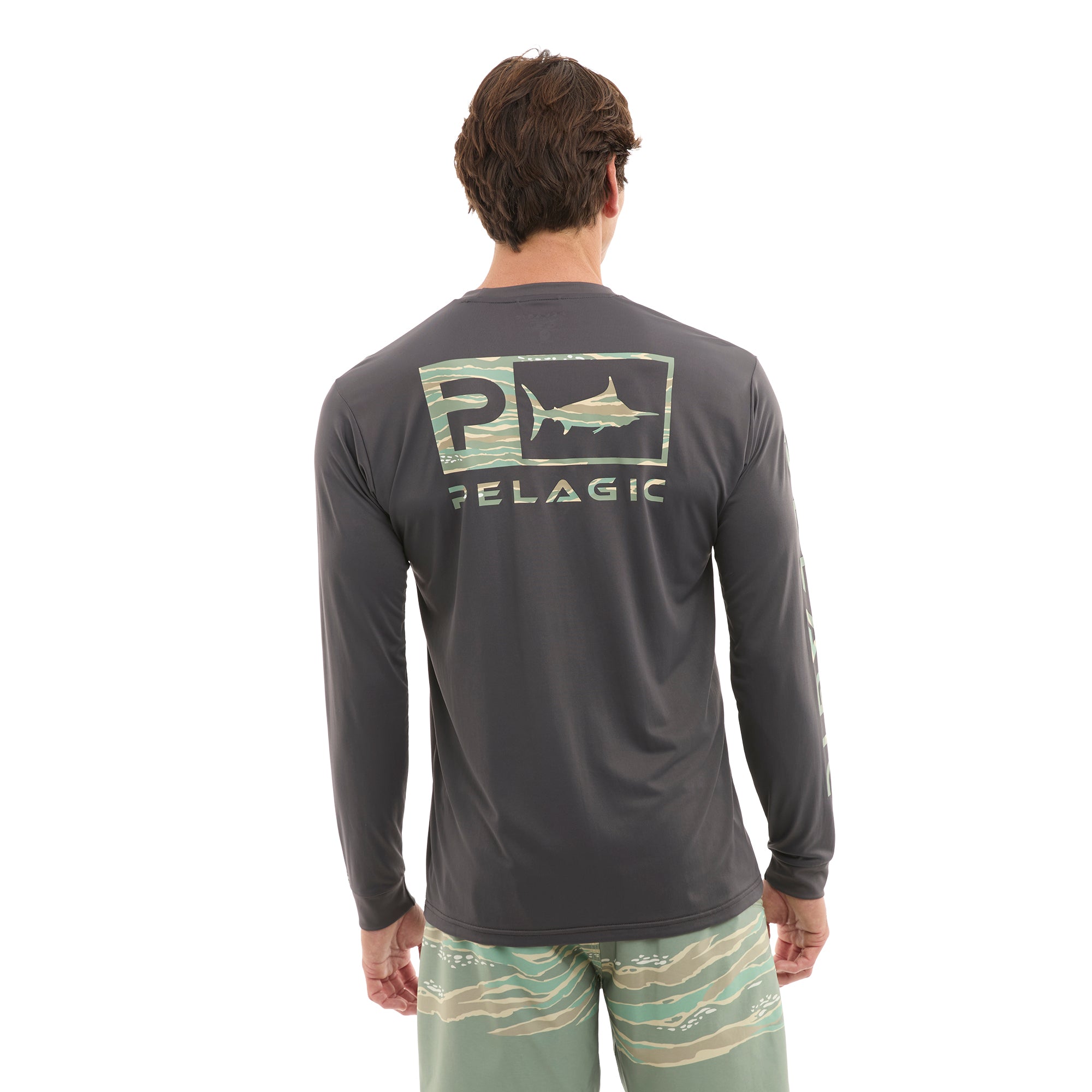 Pelagic Aquatek Wahoo Icon maglia pesca grafite UPF 50+