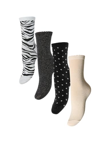 Pieces Pcsebby Glitter Long calze donna 4 paia mix lilla